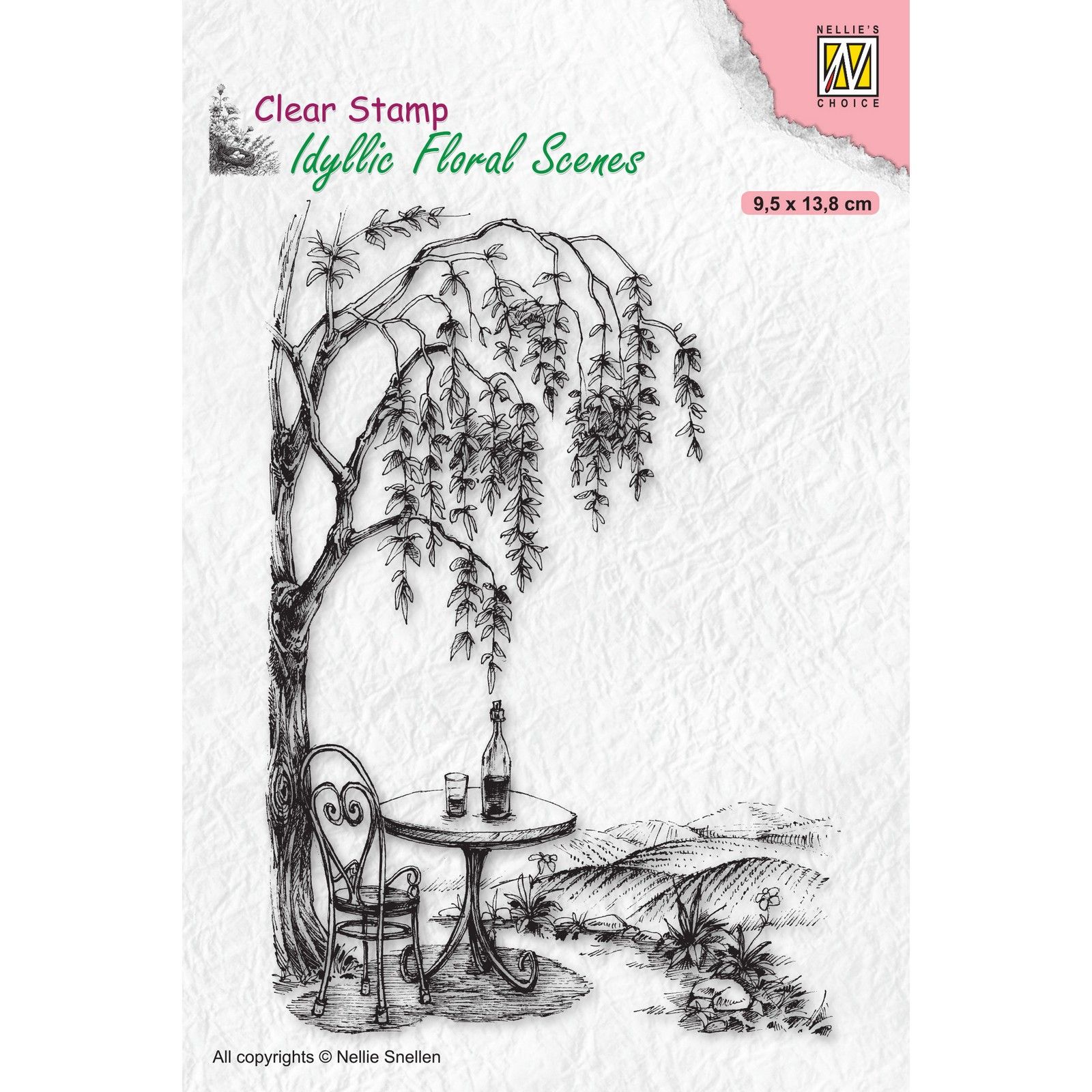 Nellie's Choice • Idyllic Floral Scenes Clear Stamps Outsite Seating with Tree