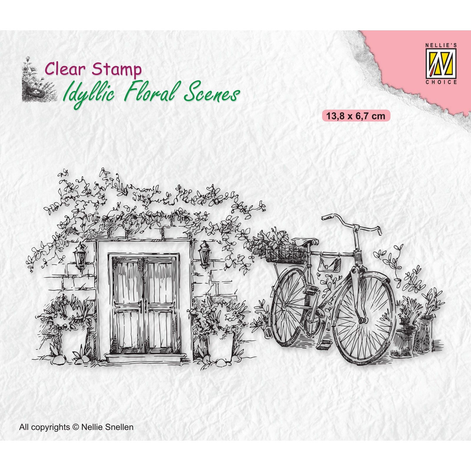 Nellie's Choice • Idyllic Floral Scenes Clear Stamps Old Door with Bike