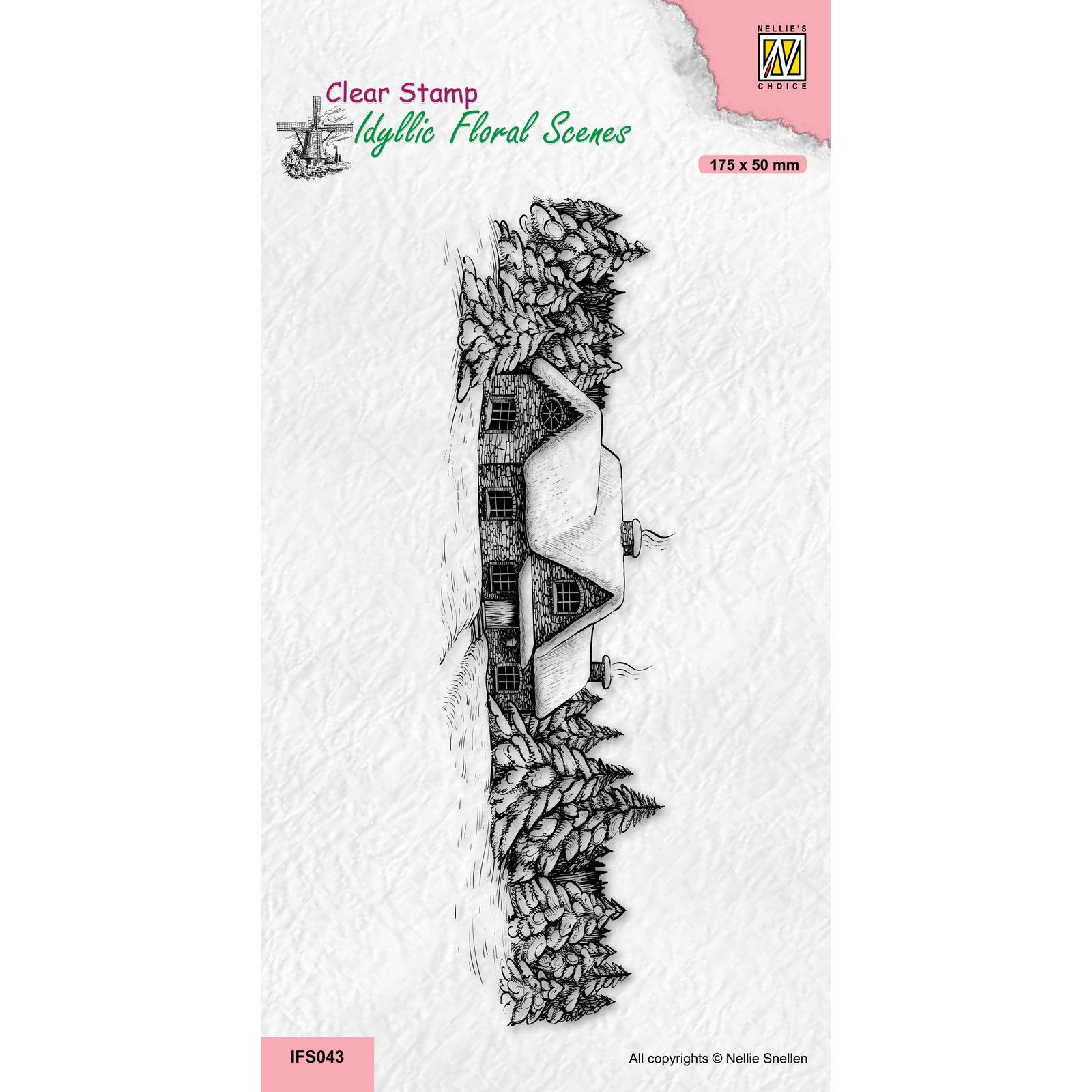 Nellie's Choice • Idyllic Floral Scenes Clear Stamps Slimline Snowy House