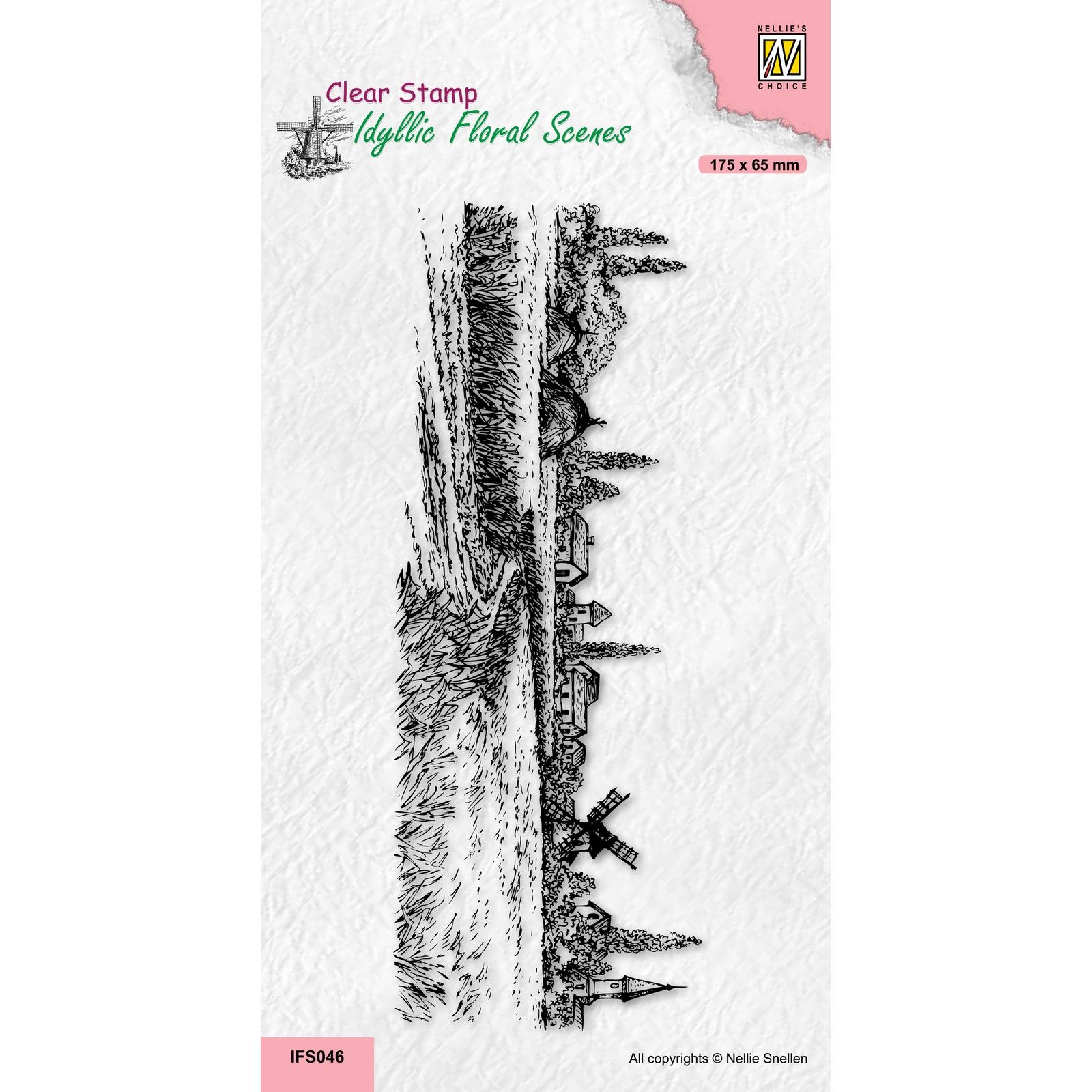 Nellie's Choice • Idyllic Floral Scenes Clear Stamps Slimline A Village in Those Days