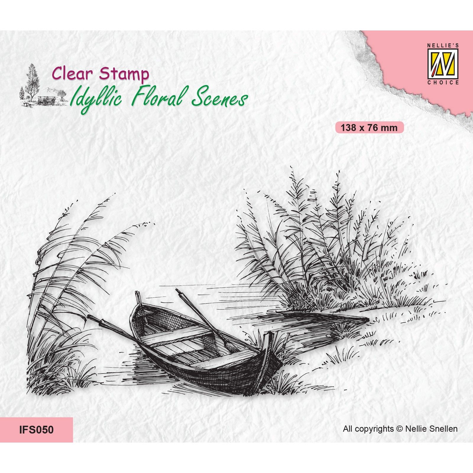 Nellie's Choice • Idyllic Floral Scenes Clear Stamps Lake with Rowingboat