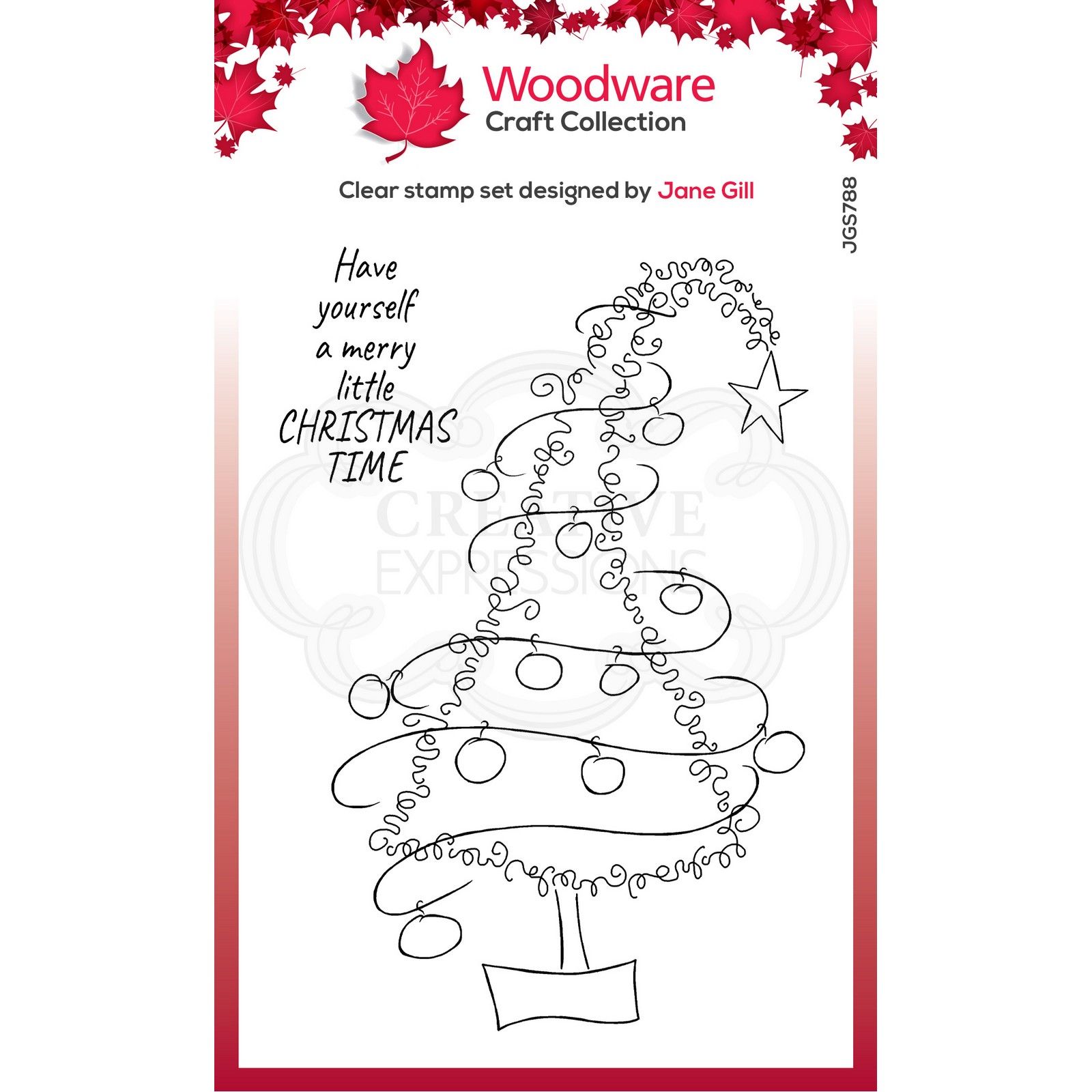 Woodware • Festive fuzzies clear singles sello Tall Christmas tree