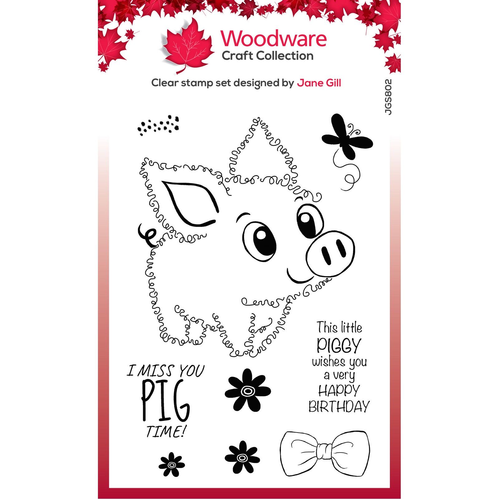 Woodware • Fuzzie friends tampon transparent Pablo the pig 