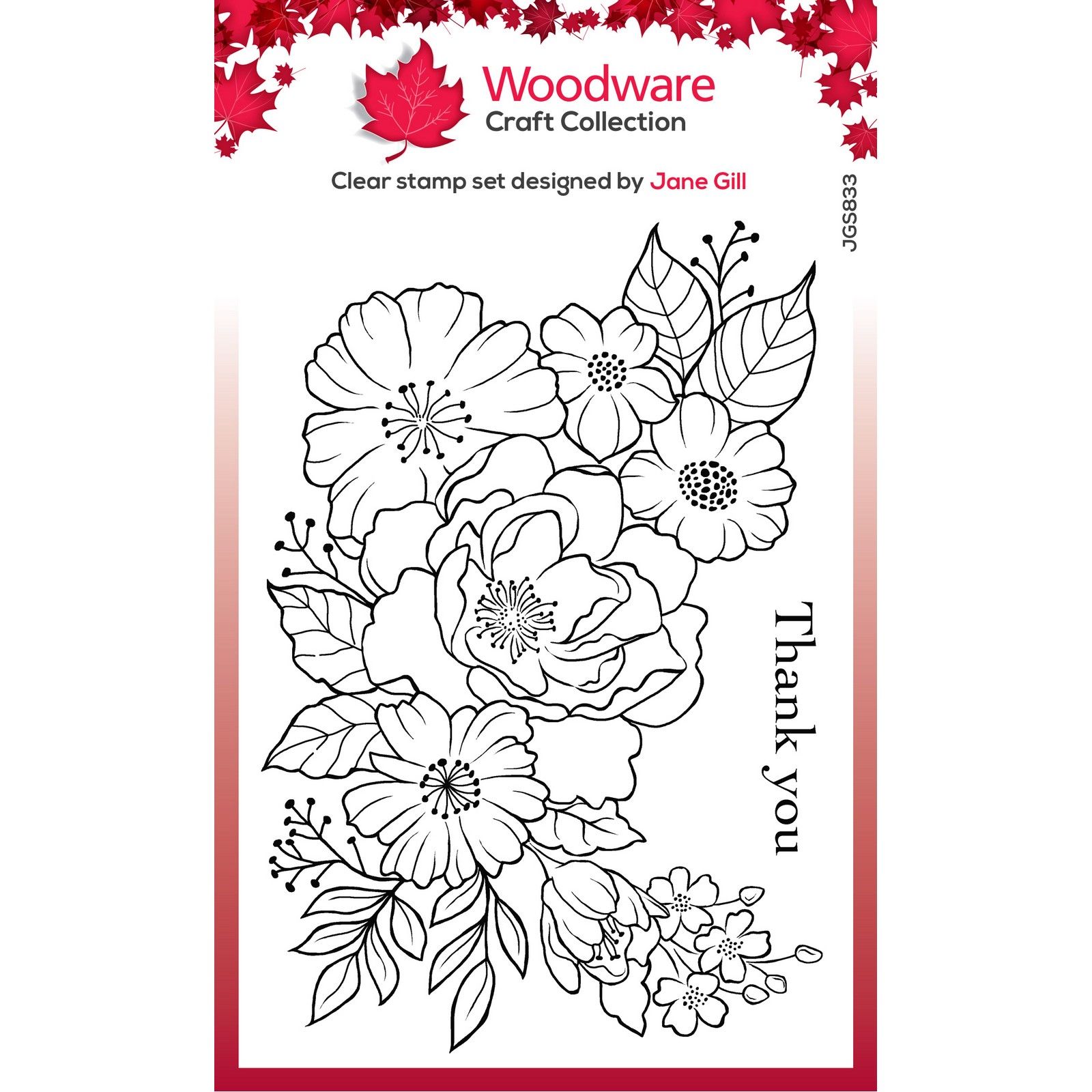 Woodware • Clear Singles Stamp Floral Thank You