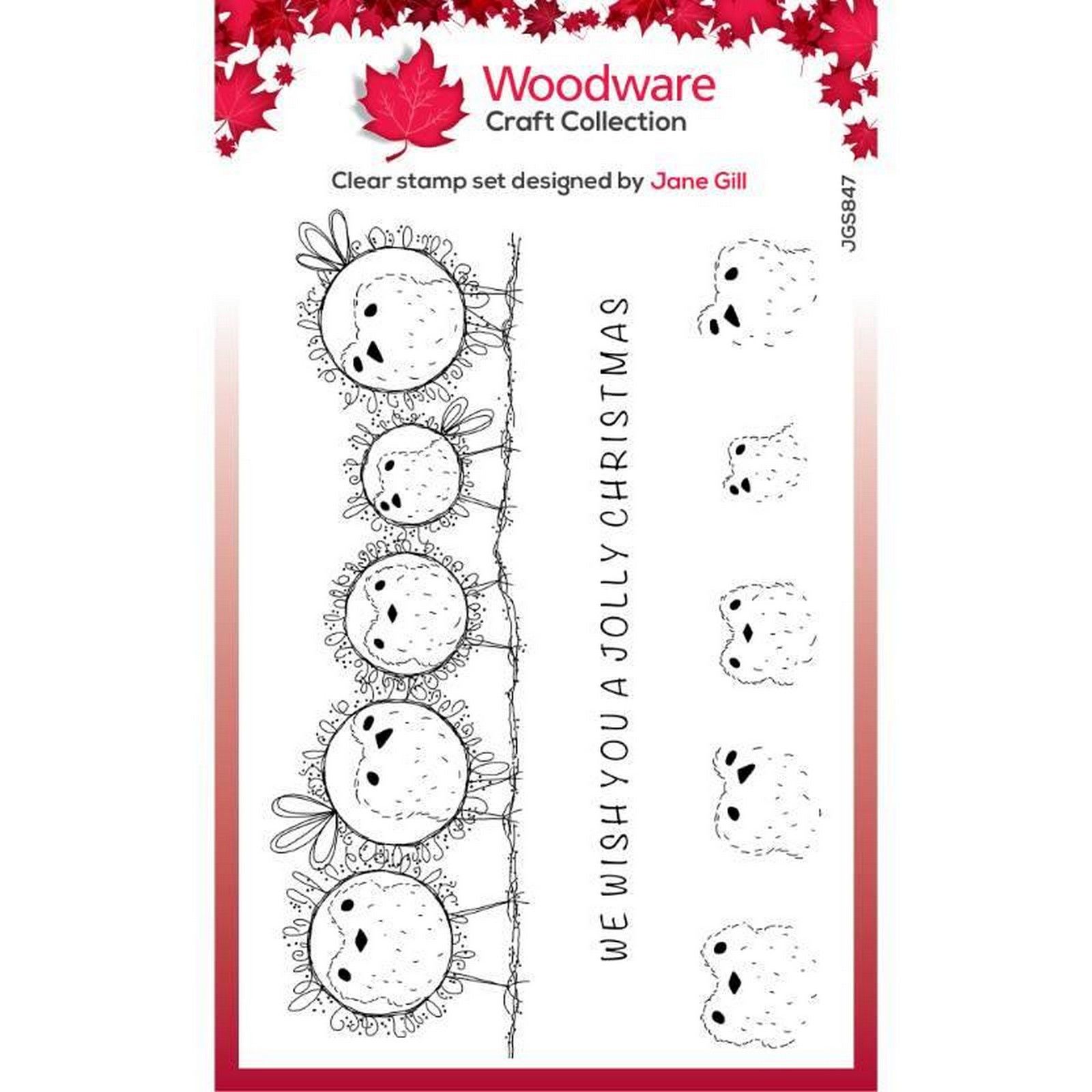 Woodware • Clear Singles Stamp Set Bubble Robins In A Row 10,16x15,24cm  