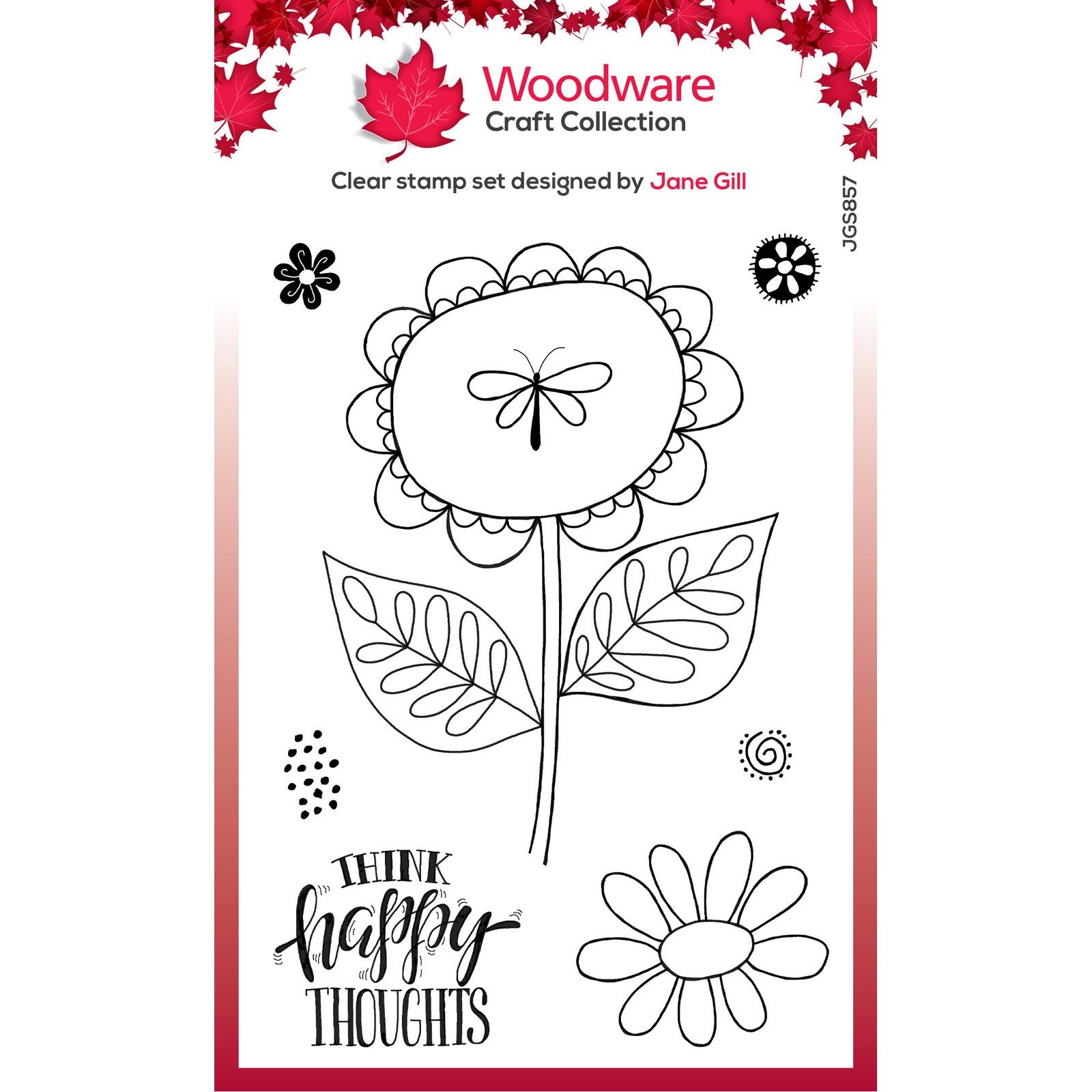 Woodware • Clear Singles Stamp Set Petal Doodles Happy Thoughts 