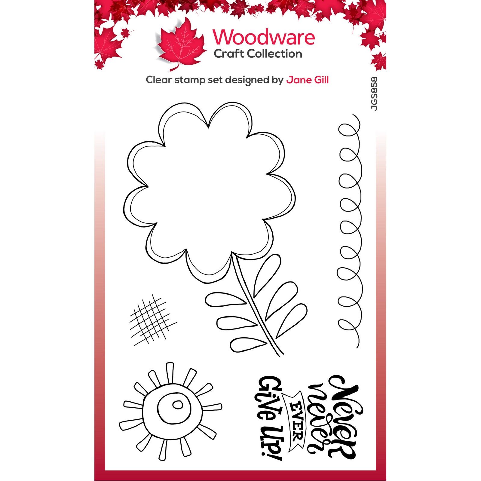 Woodware • Clear Singles Stamp Set Petal Doodles Never Give Up