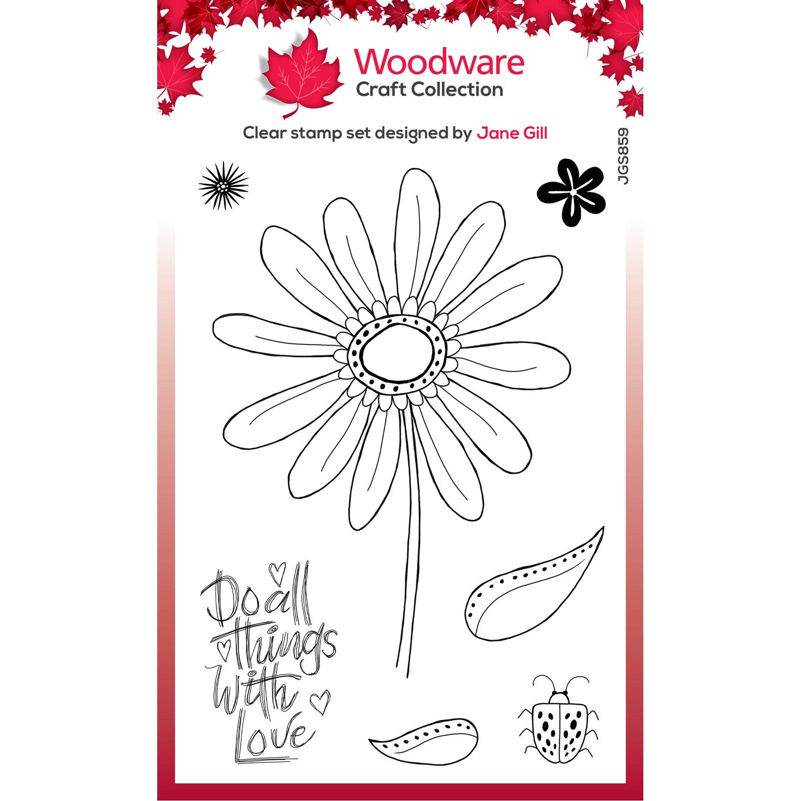 Woodware • Singles Timbri Trasparenti Petal Doodles With Love 