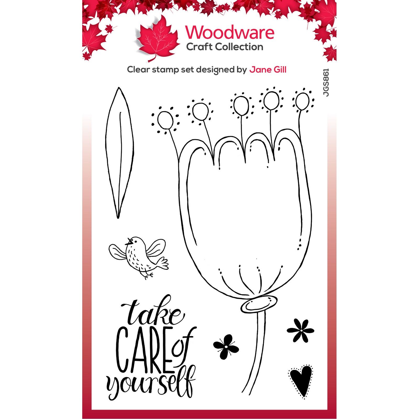 Woodware • Clear Singles Stamp Set Petal Doodles Take Care 