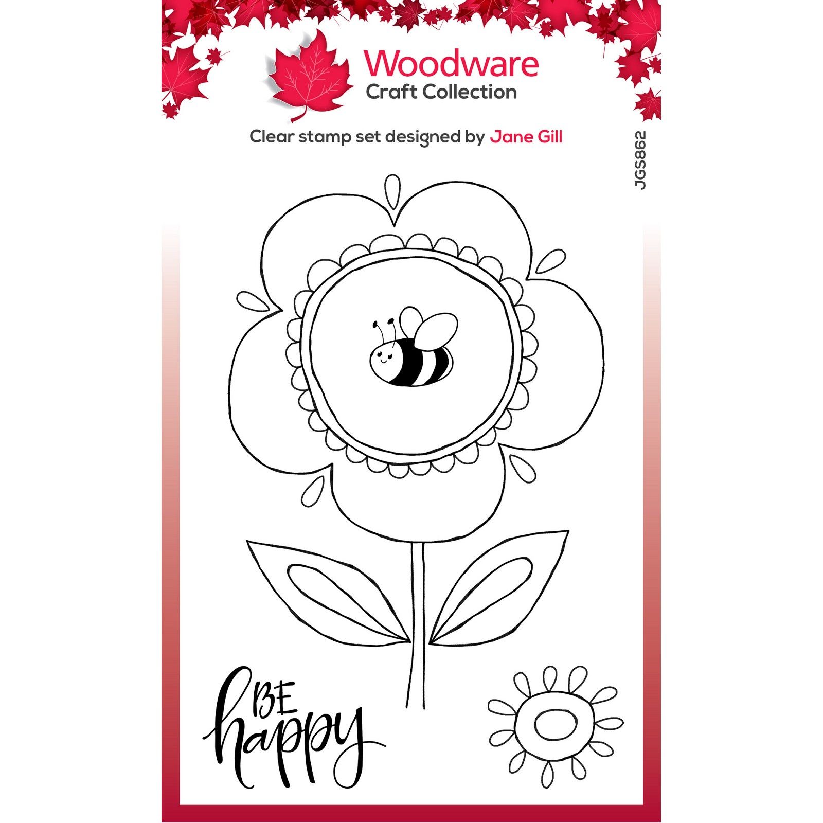 Woodware • Clear Singles Stempel Set Petal Doodles Be Happy 