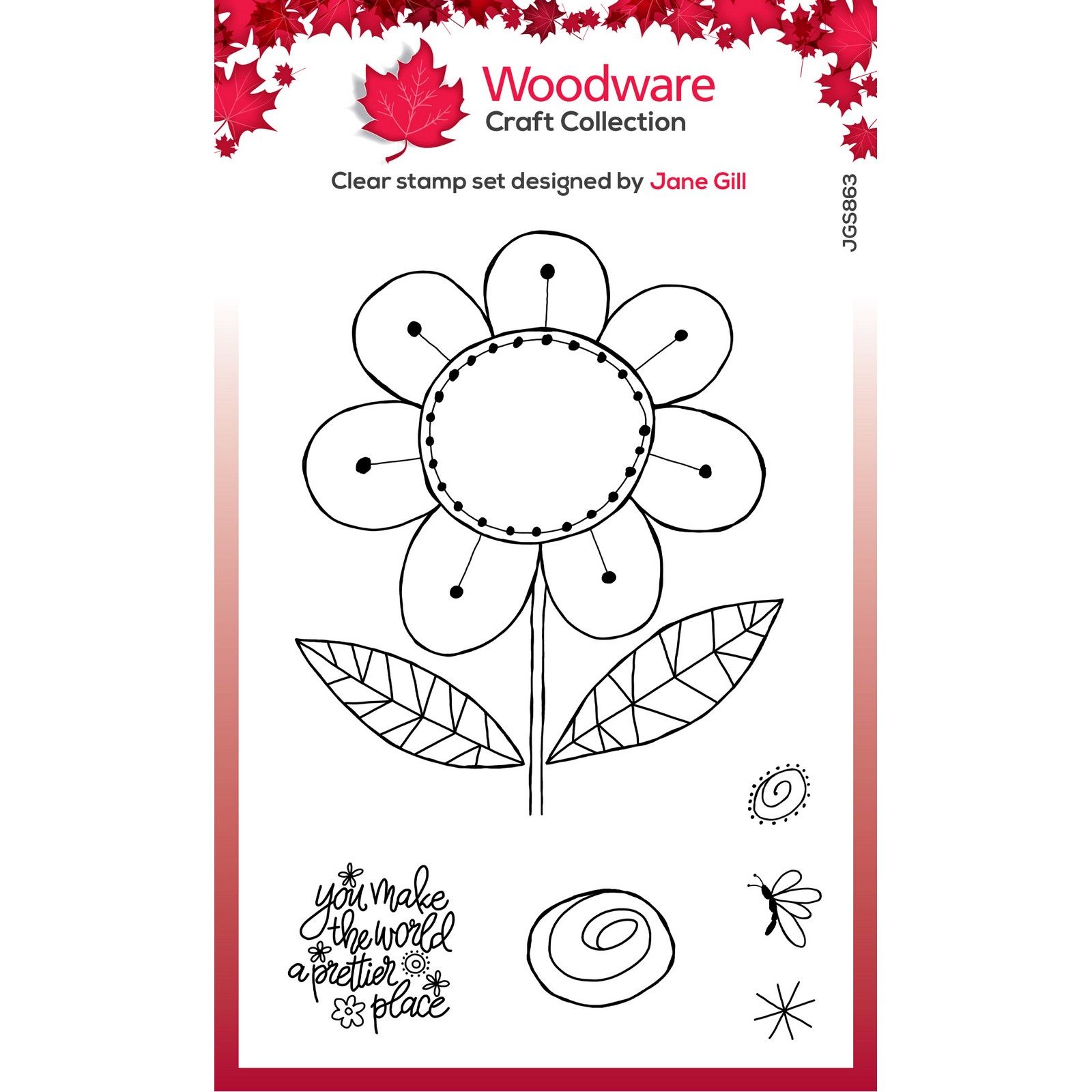 Woodware • Clear Singles Stamp Set Petal Doodles Pretty Place 