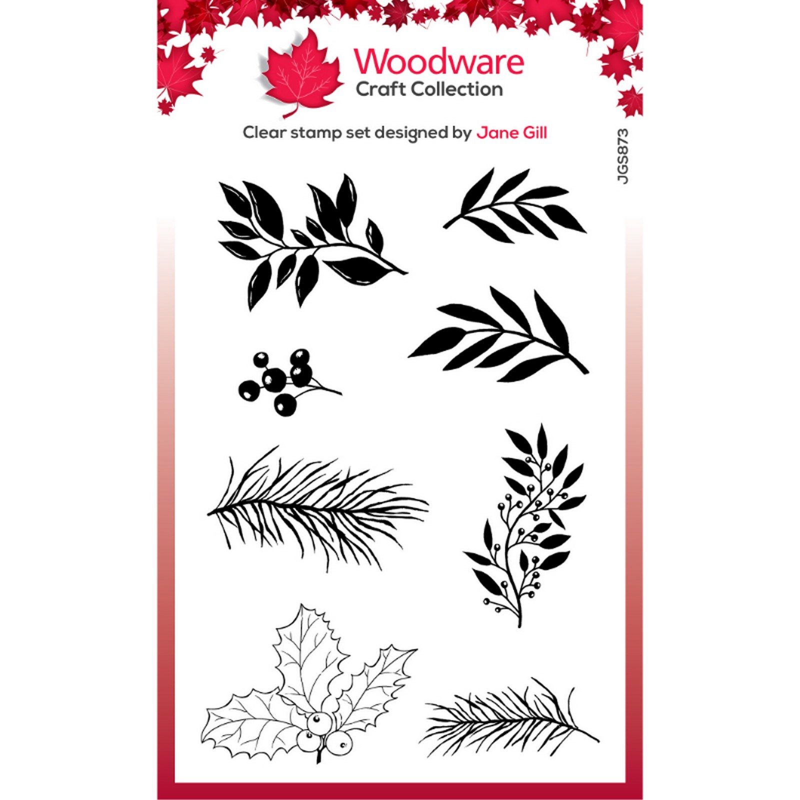 Woodware • Paintable Shapes Clear Singles Stamps Leafy Sprigs