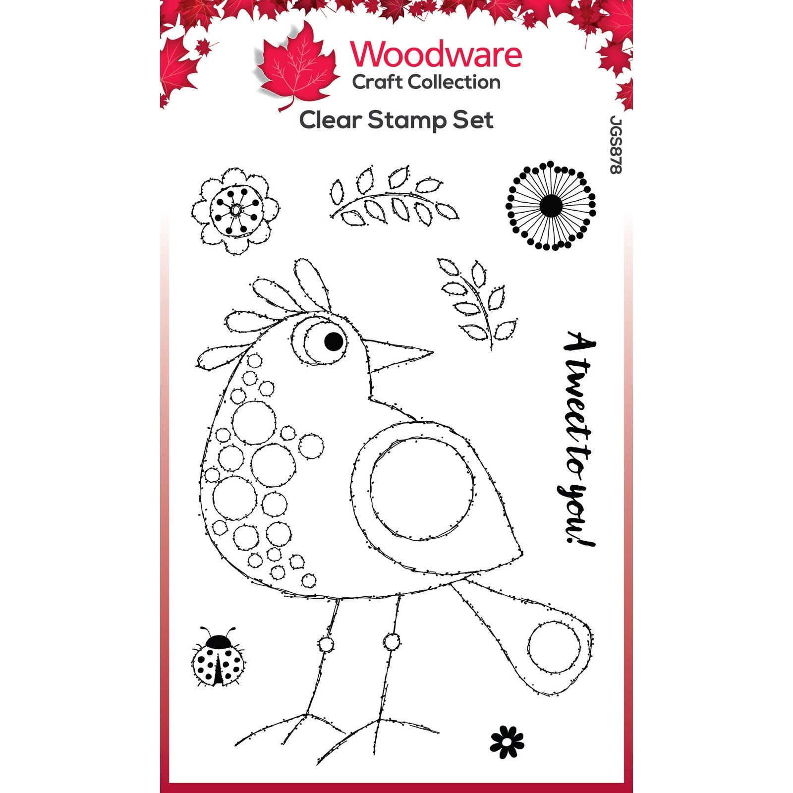 Woodware • Clear Singles Bubble Birds Lola 4 in x 6 in Stamp Set