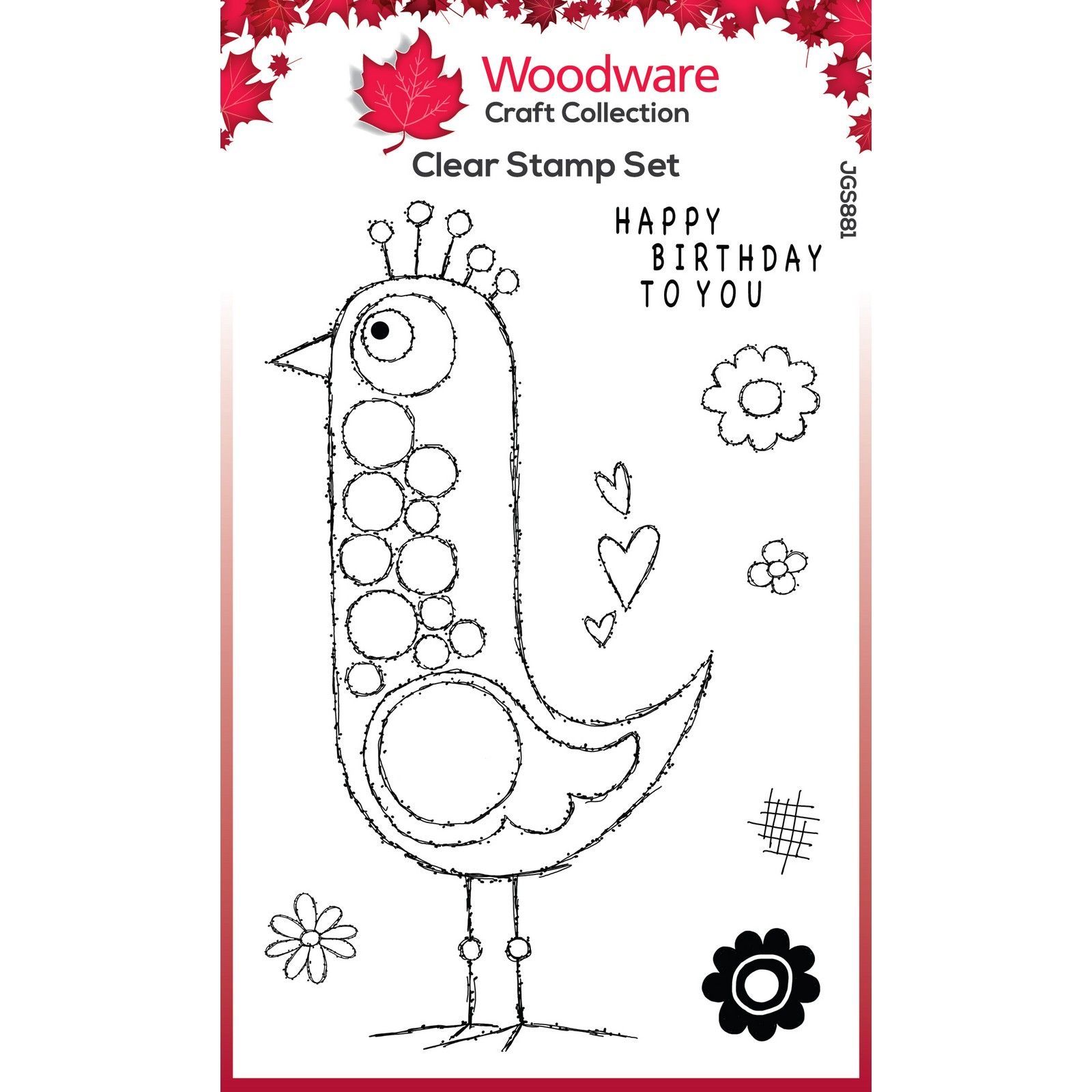 Woodware • Clear Singles Bubble Birds Lina 4 in x 6 in Stamp Set