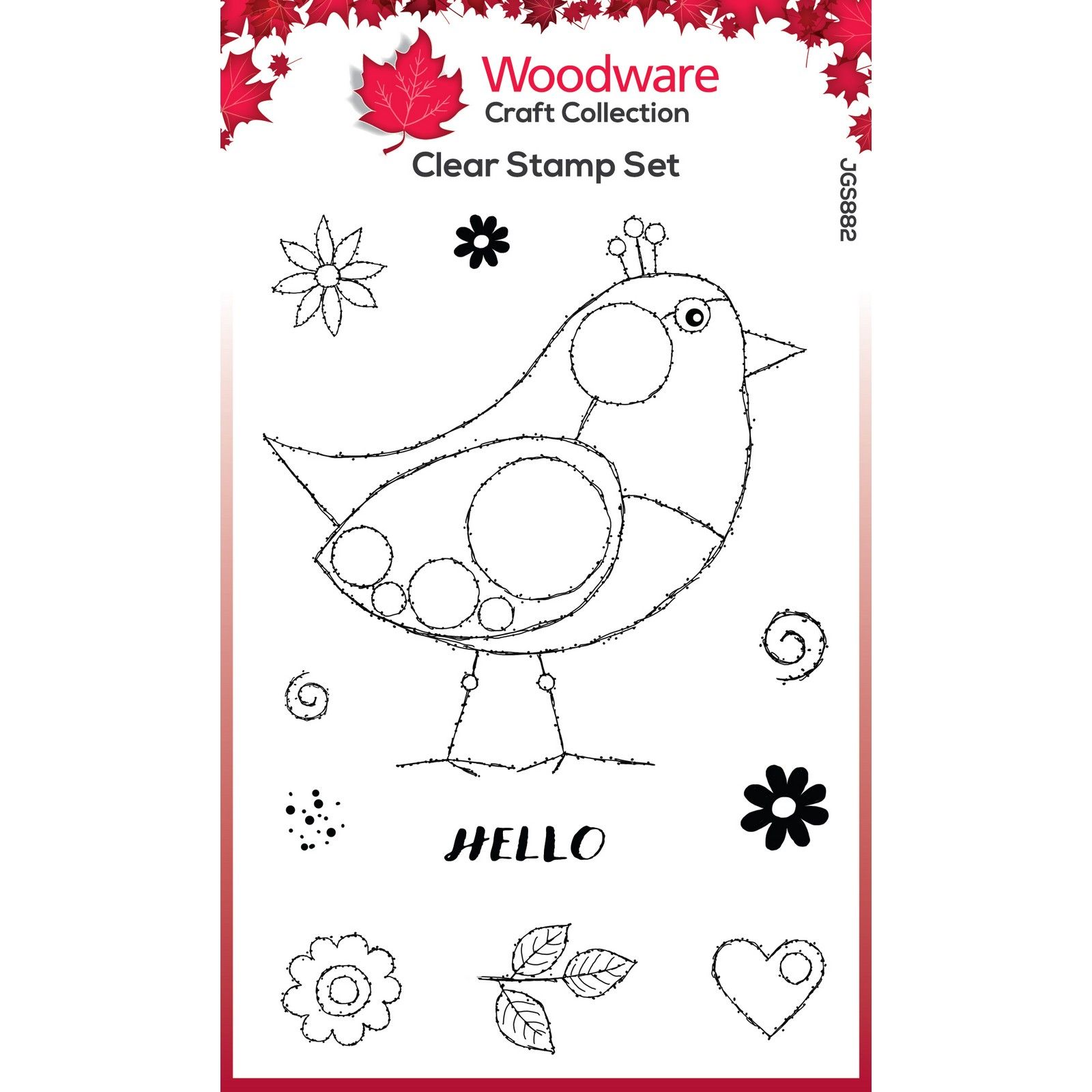 Woodware • Clear Singles Bubble Birds Diego 4 in x 6 in Stamp Set