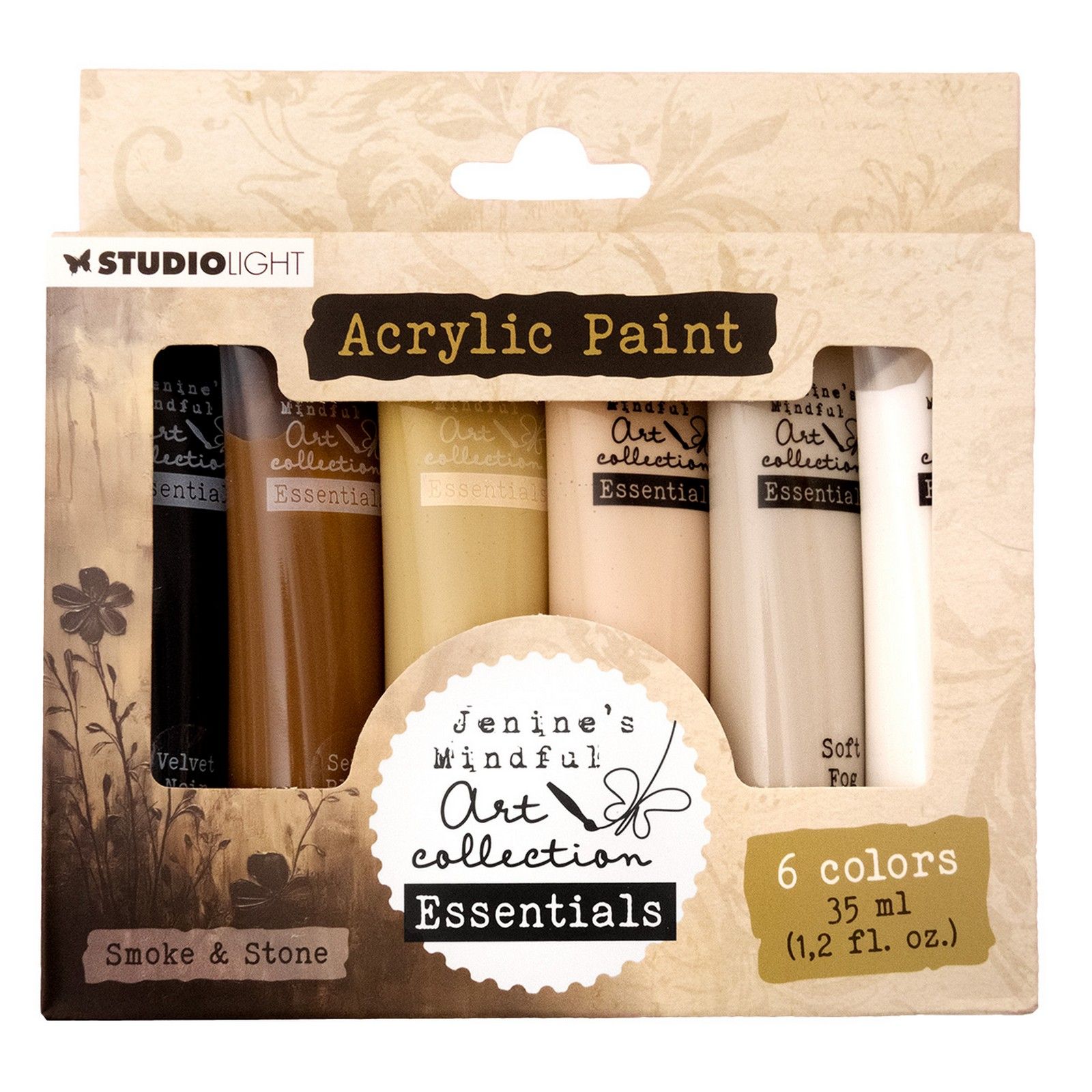 Studio Light • Jenine's Mindful Art Acrylic Paint Smoke & Stone Essentials 172x154x25mm 6 Pieces