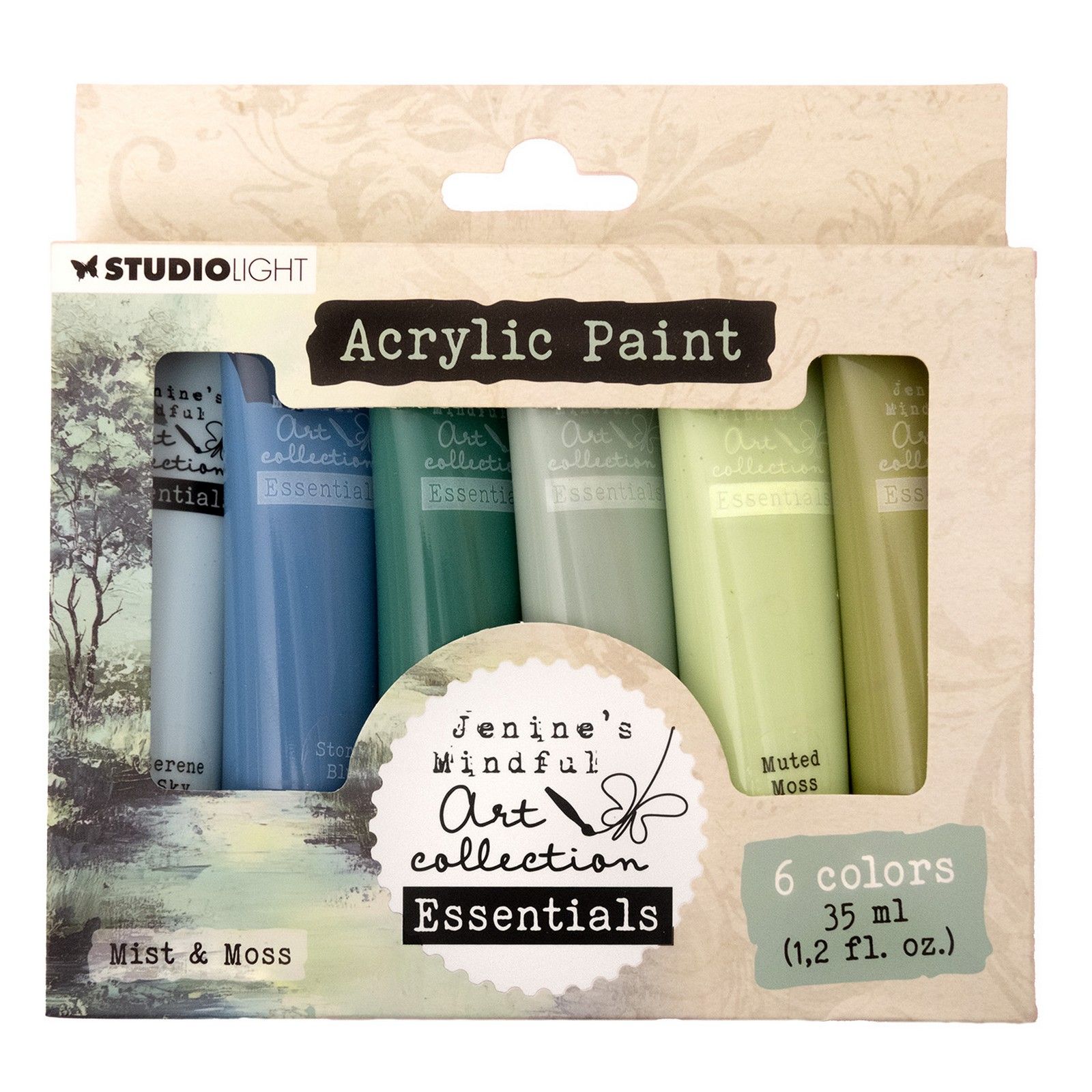 Studio Light • Jenine's Mindful Art Acrylic Paint Mist & Moss Essentials 172x154x25mm 6 Pieces