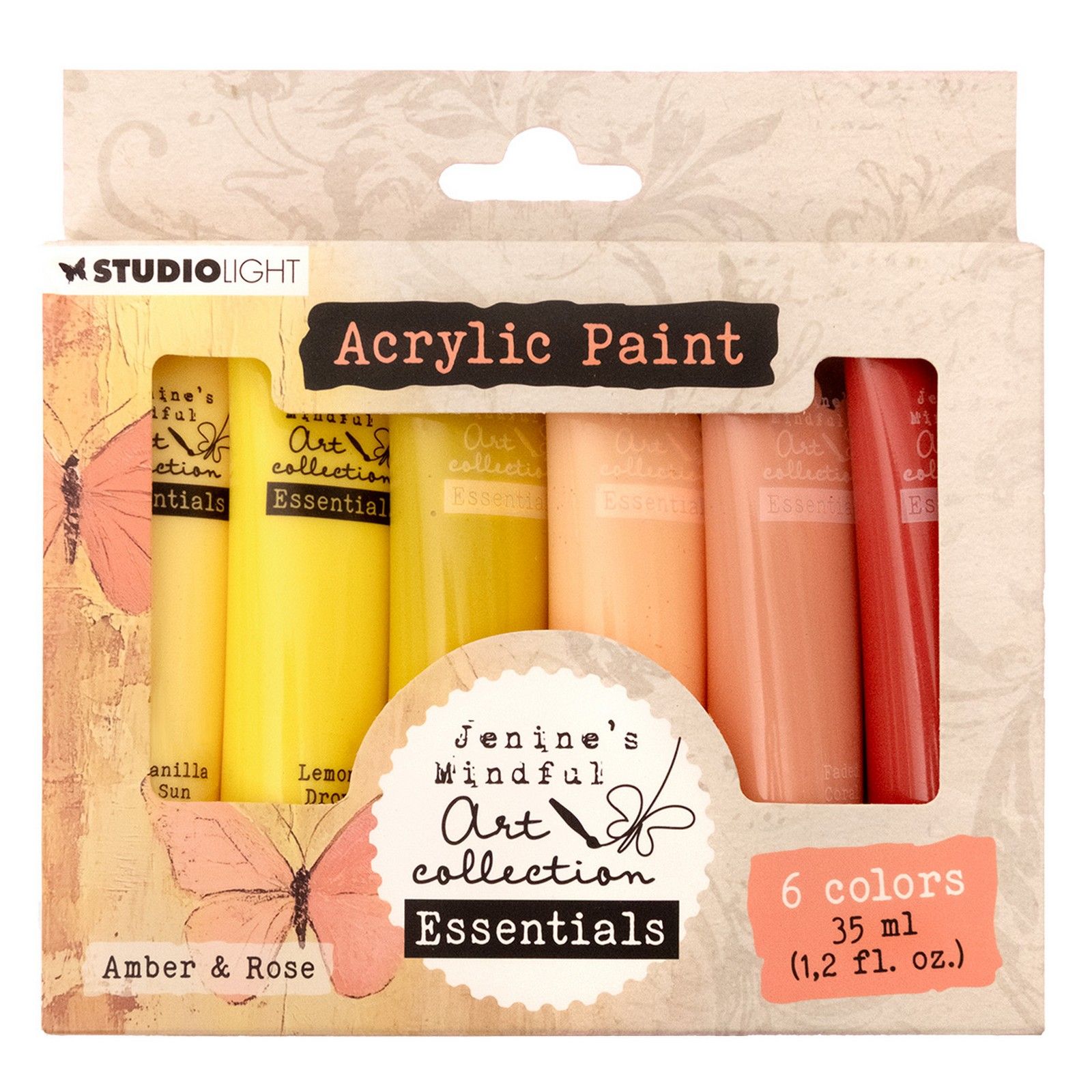 Studio Light • Jenine's Mindful Art Acrylic Paint Amber & Rose Essentials 172x154x25mm 6 Pieces