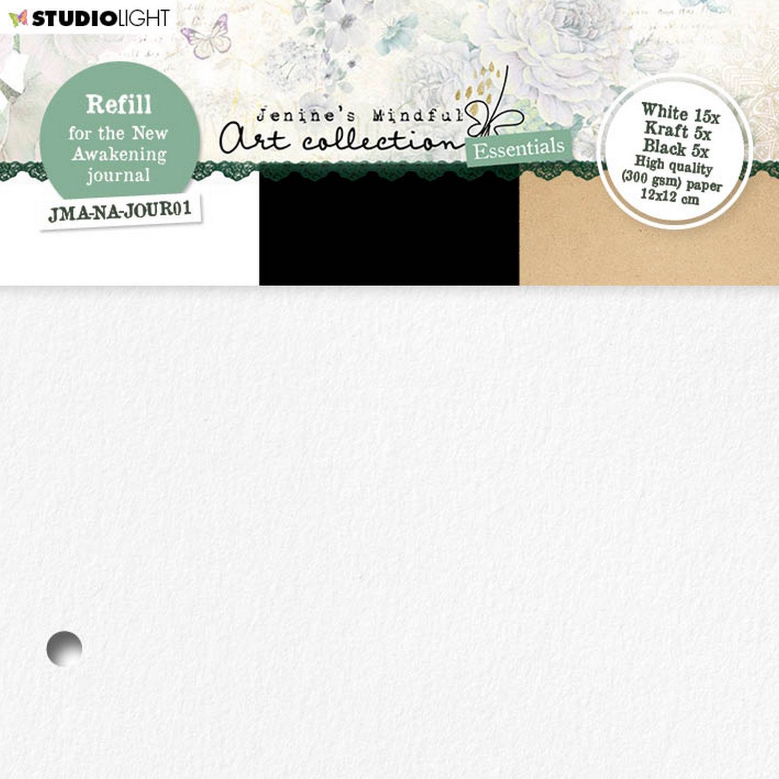 Studio Light • Jenine's mindful art Refill for New Awakening Journal in White/Black/Kraft