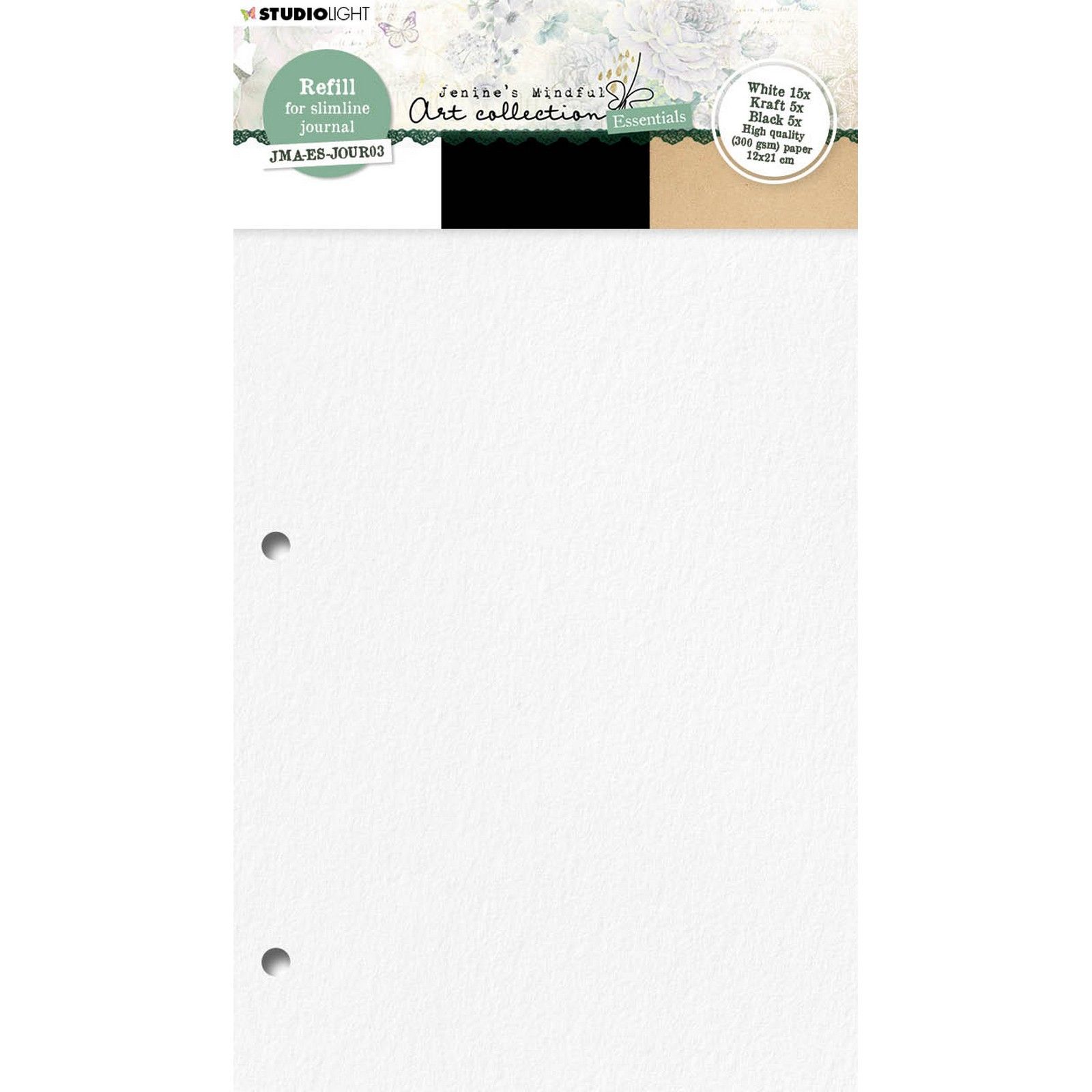 Studio Light • Jenine's Mindful Art Refill for Slimline Journal in White/Black/Kraft