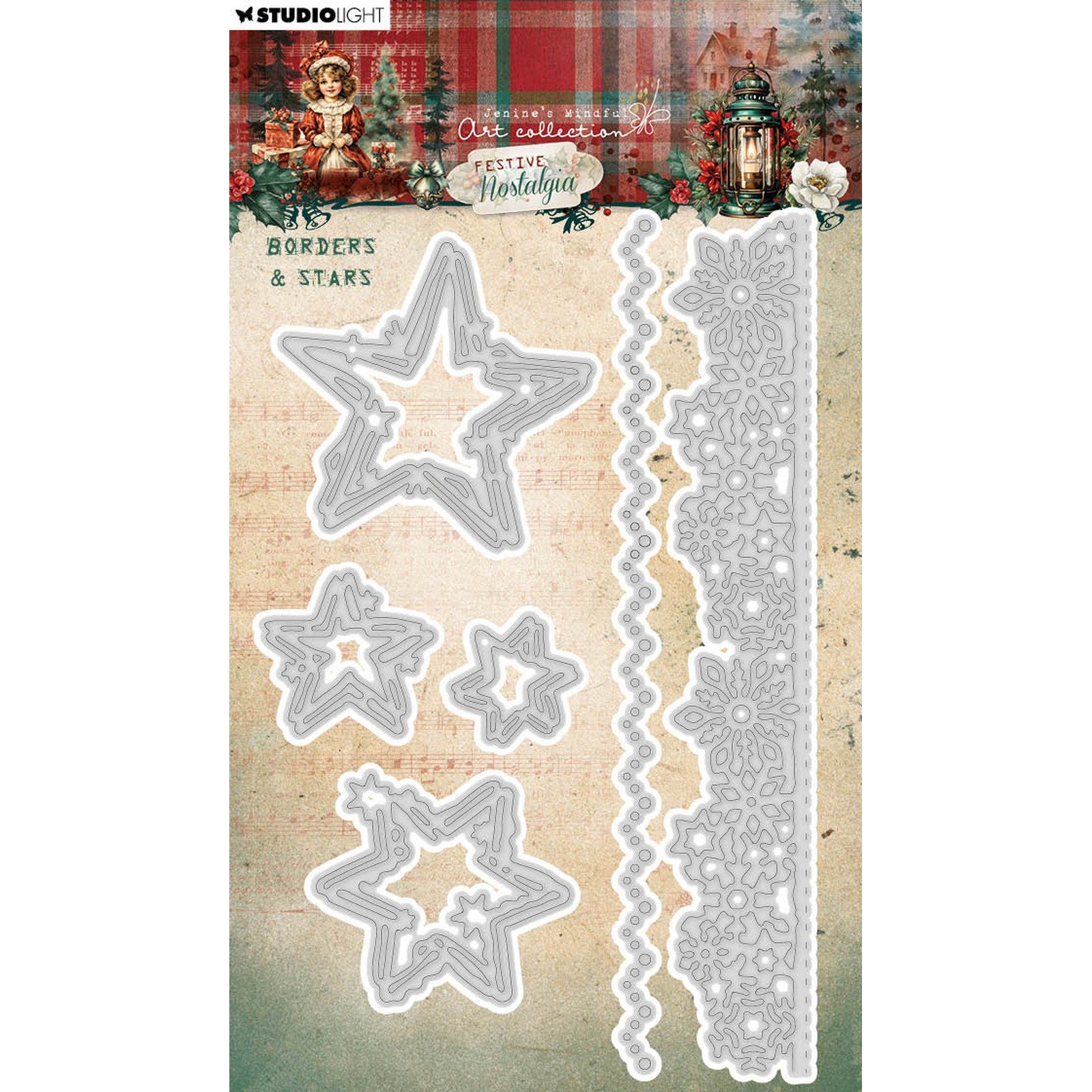 Studio Light • Festive Nostalgia Cutting Die Borders & Stars