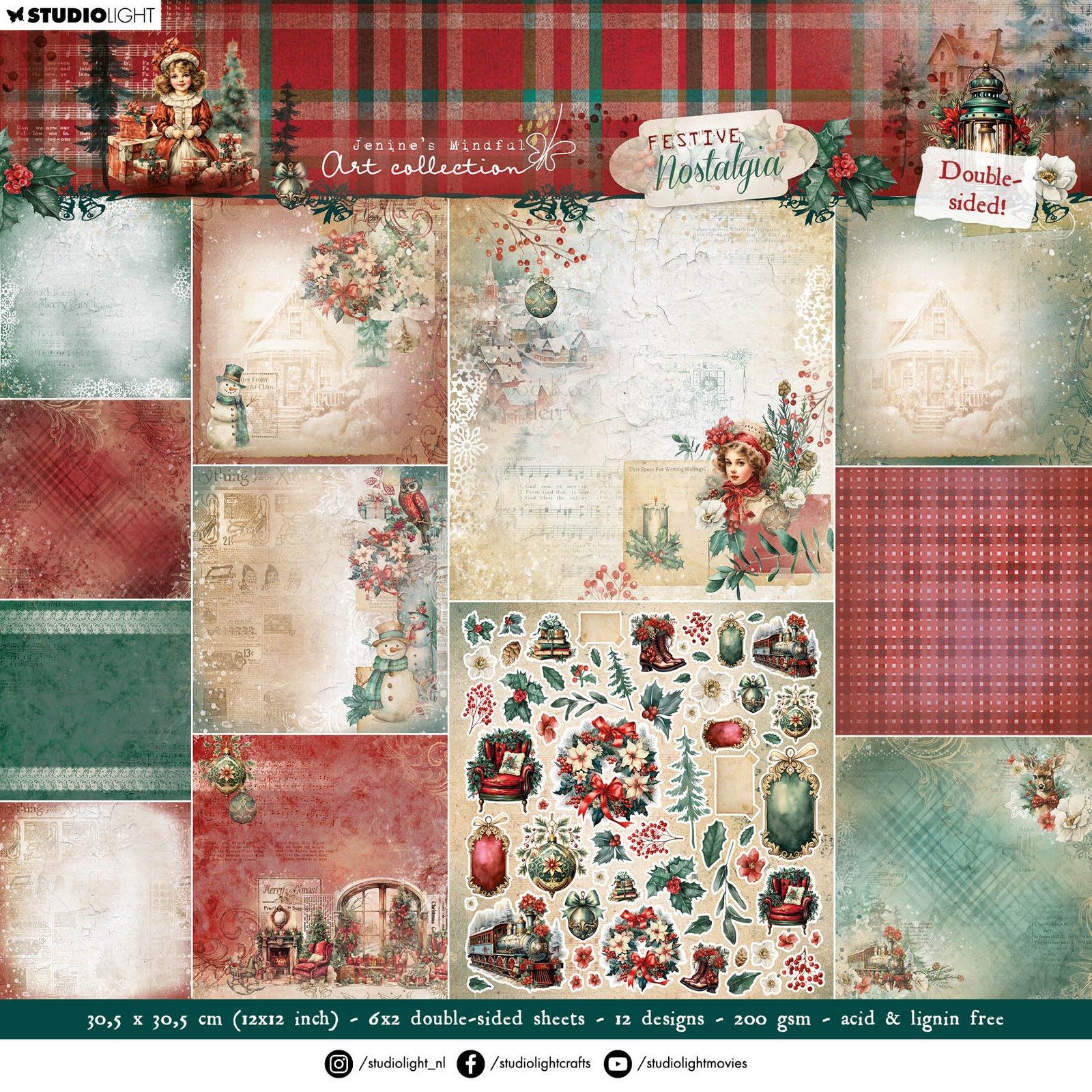 Studio Light • Festive Nostalgia Design Paper Pad Double-Sided Scrapbooking