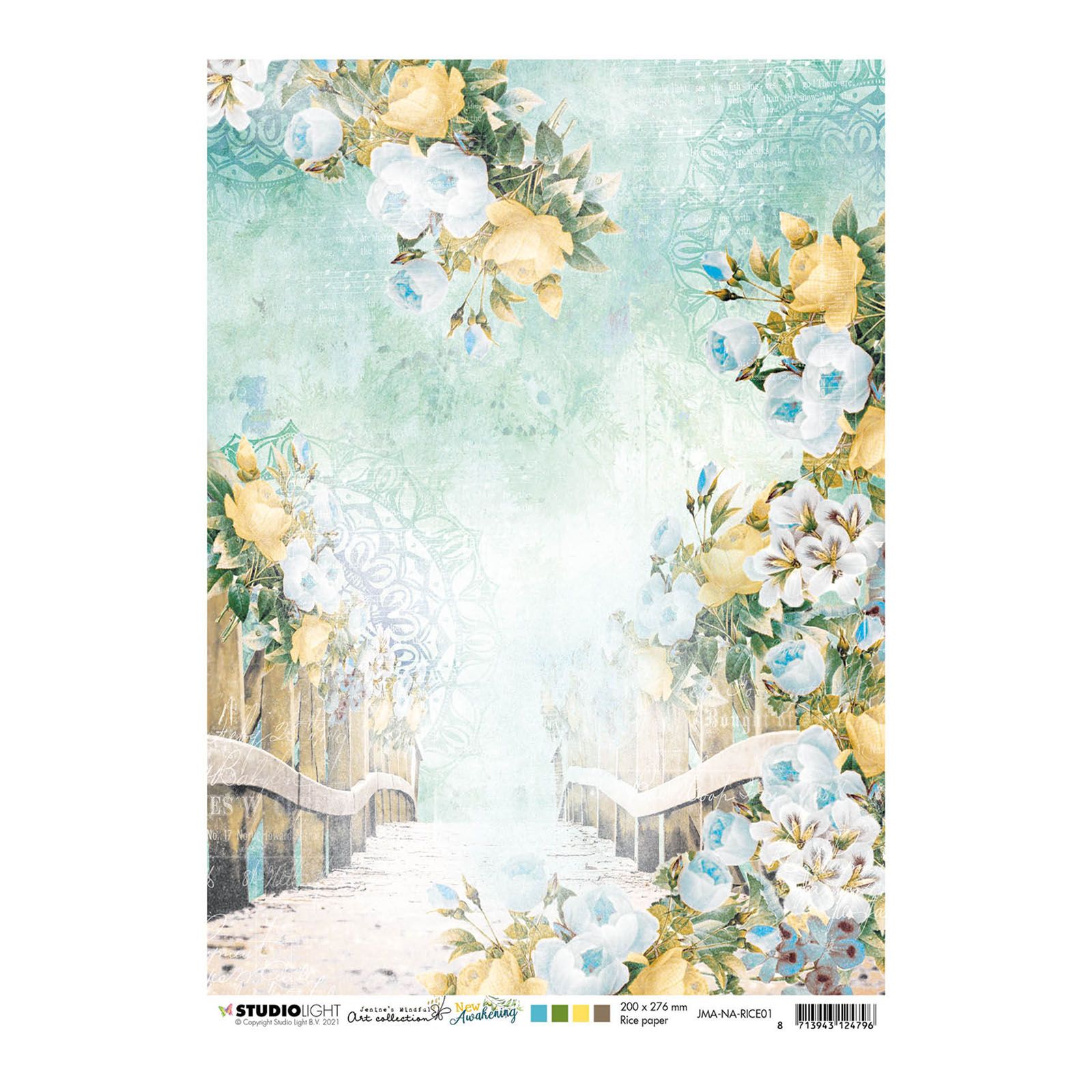 Studio Light • New awakening rice paper Bridge & stairs with flowers nr.01