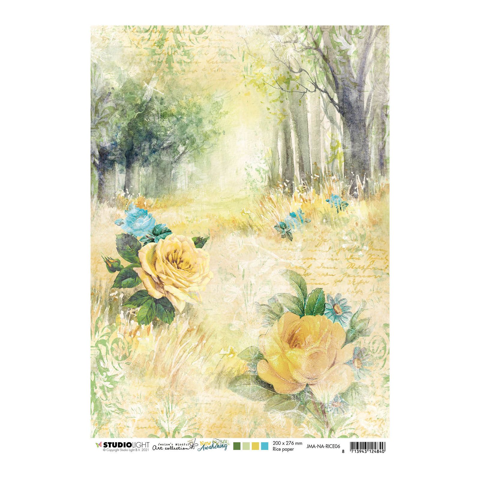Studio Light • New awakening rice paper Forest road & roses nr.06