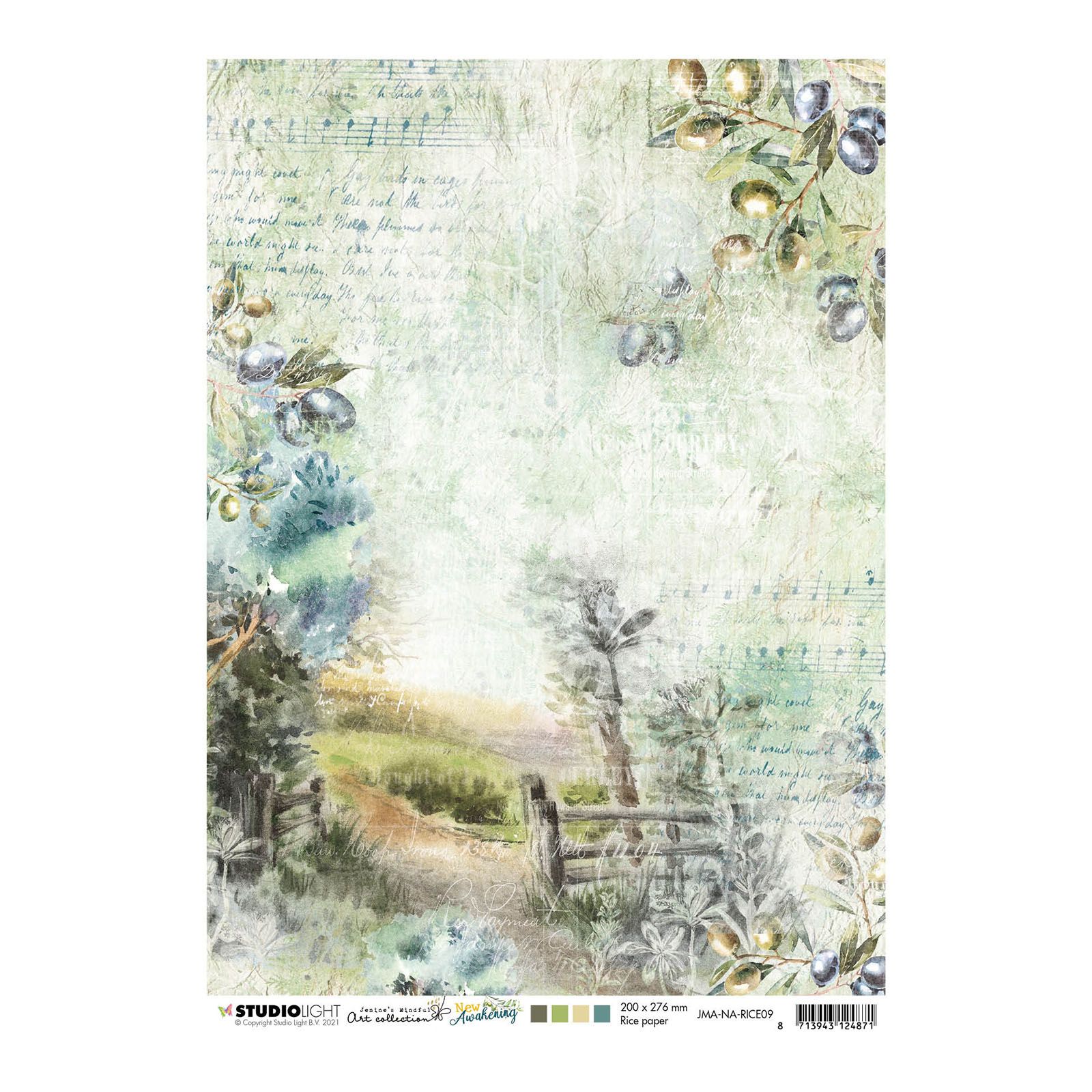 Studio Light • New awakening rice paper Country road, olive branches  nr.09