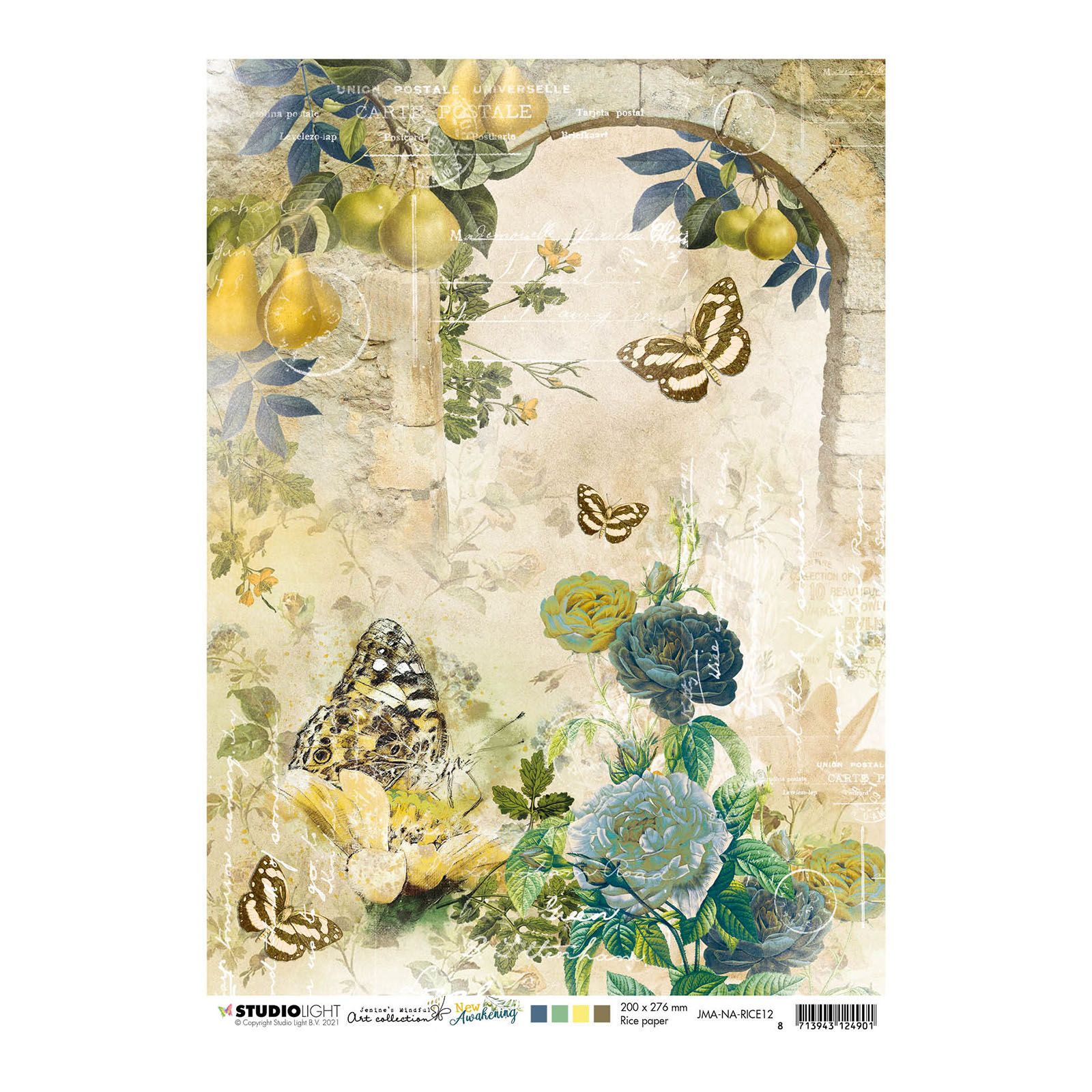 Studio Light • New awakening rijstpapier Rozenboog & vlinders nr.12