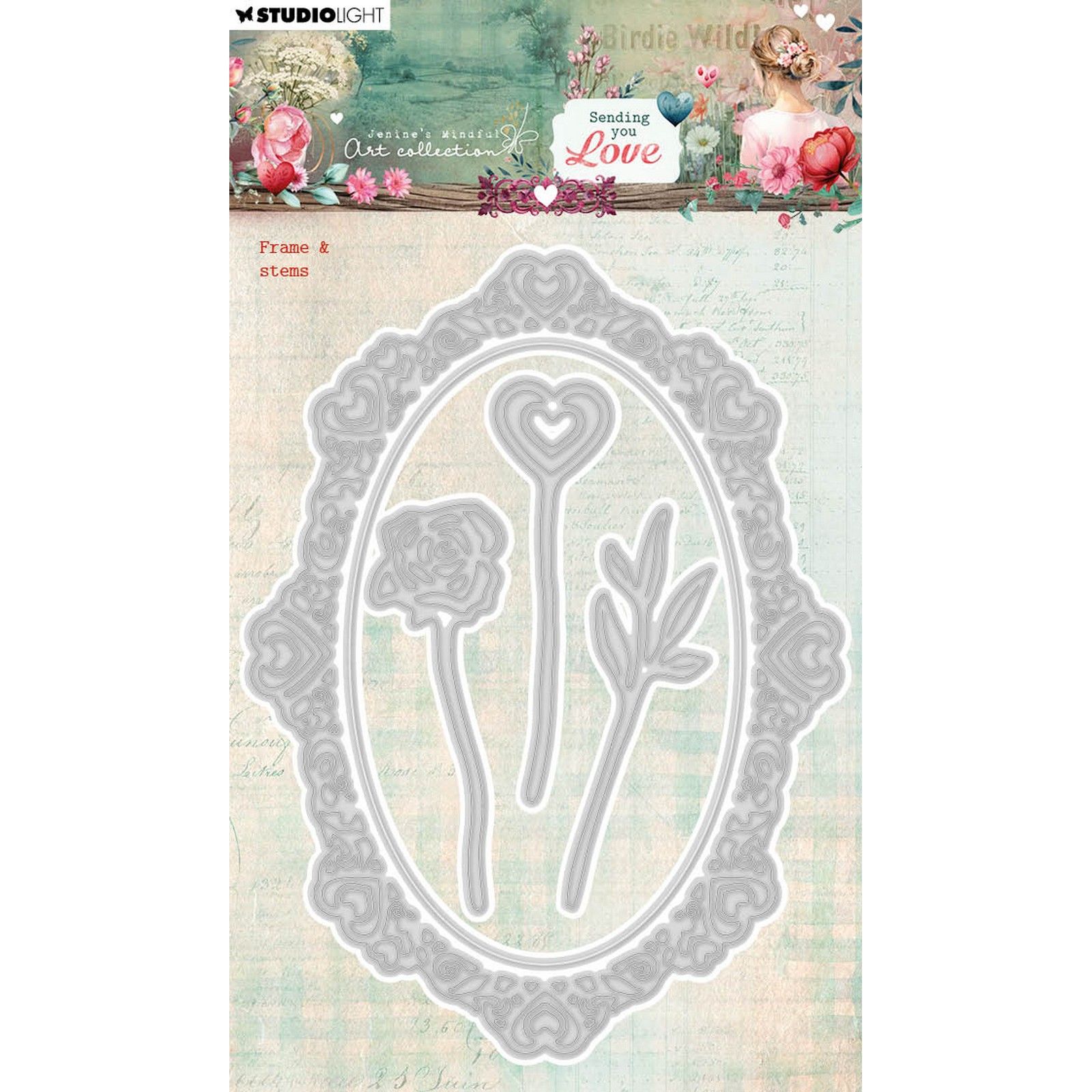 Studio Light • Jenine's Mindful Art Cutting Die Sending You Love Frame & Stems