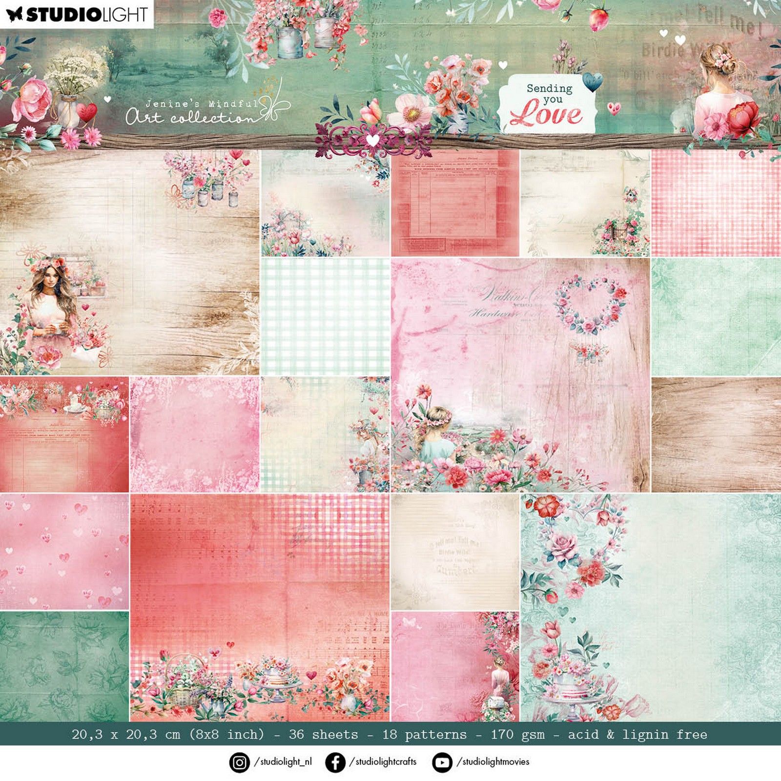 Studio Light • Jenine's Mindful Art Designer Paper Pad Sending You Love Backgrounds