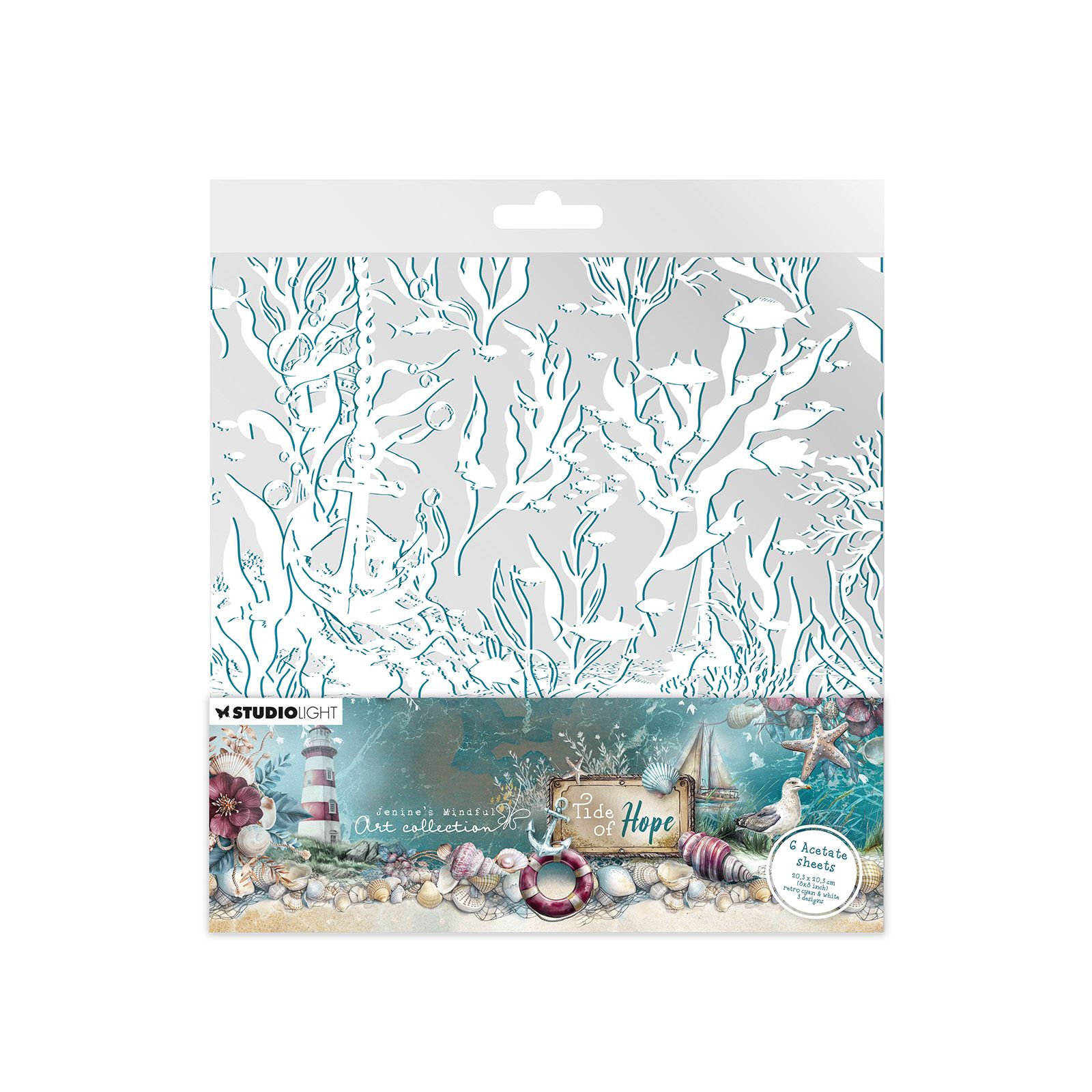 Studio Light • Tide of Hope Acetate Sheets White & Retro Cyan