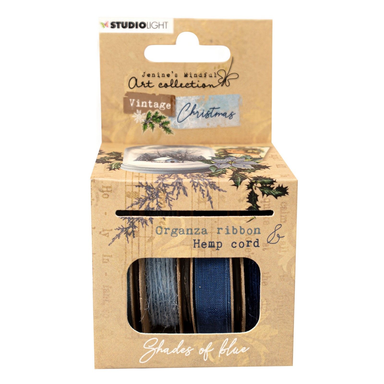 Studio Light • Vintage Christmas Ribbon Blue Organza & Hemp