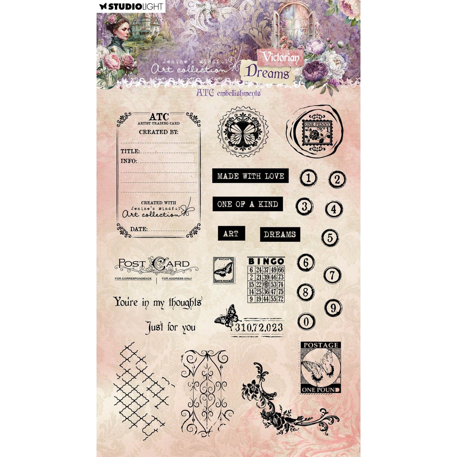 Studio Light • Clear Stamp Victorian Dreams Atc Embellishments