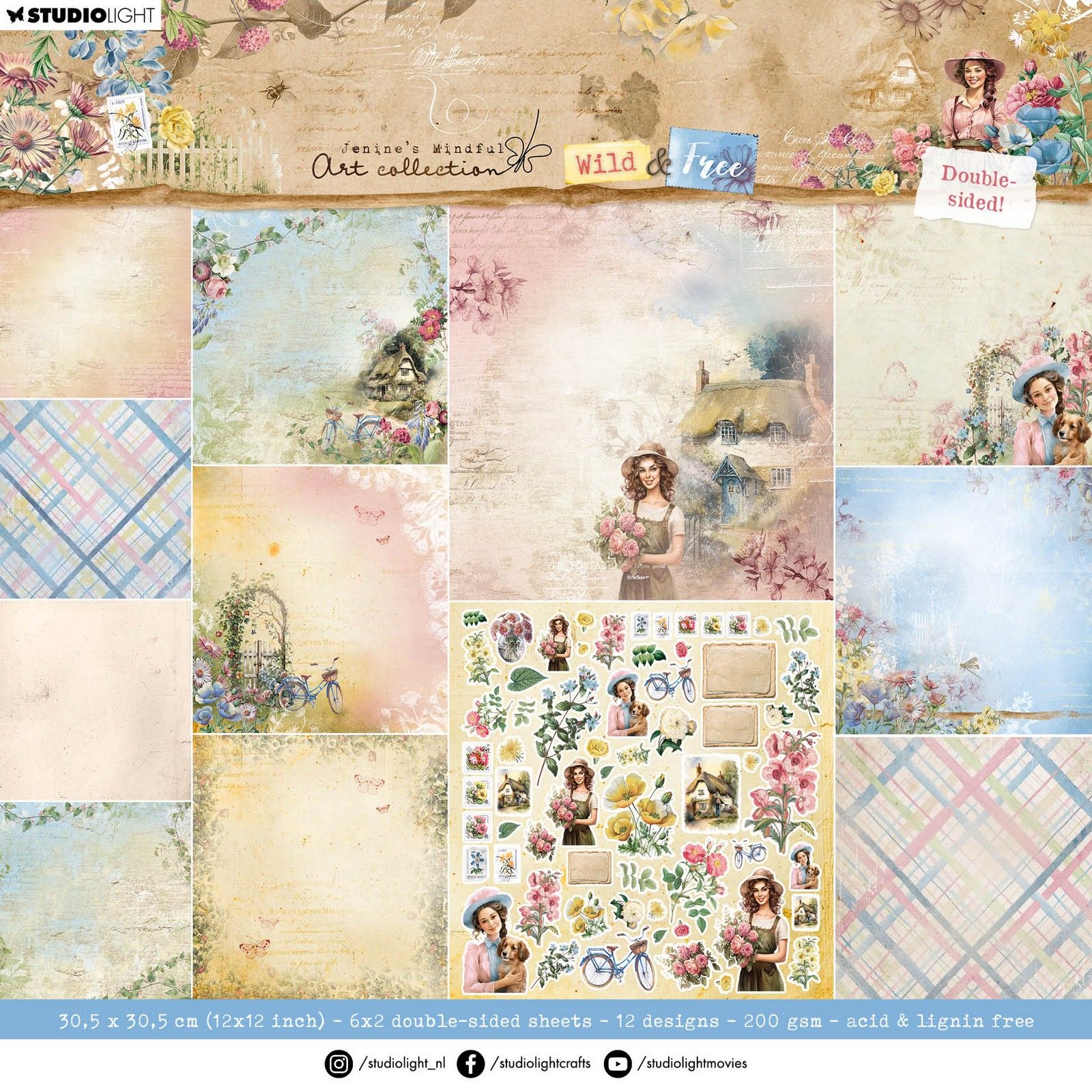 Studio Light • Wild & Free Design Paper Pad Double-sided scrapbooking