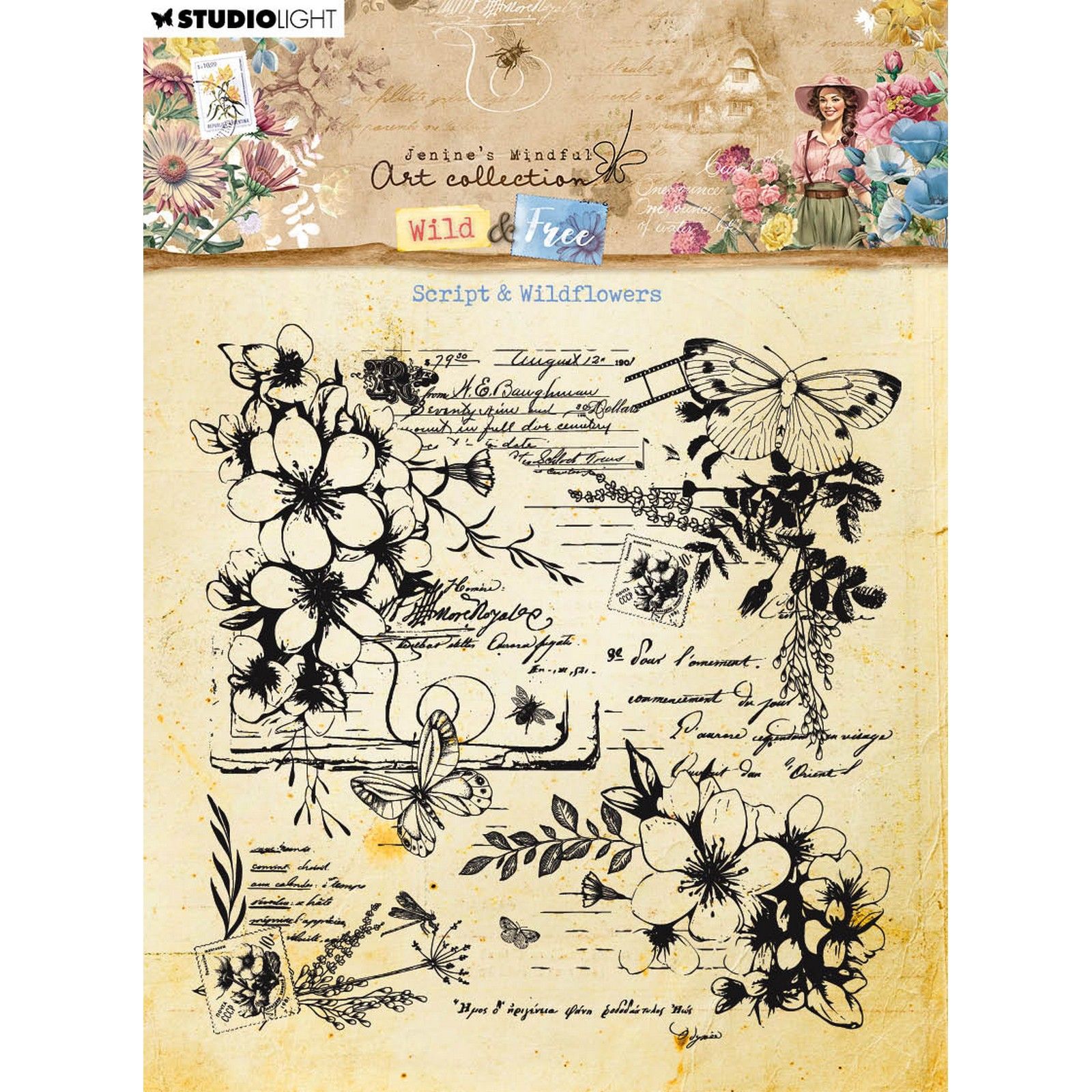 Studio Light • Wild & Free Clear Stamp Script & Wildflowers