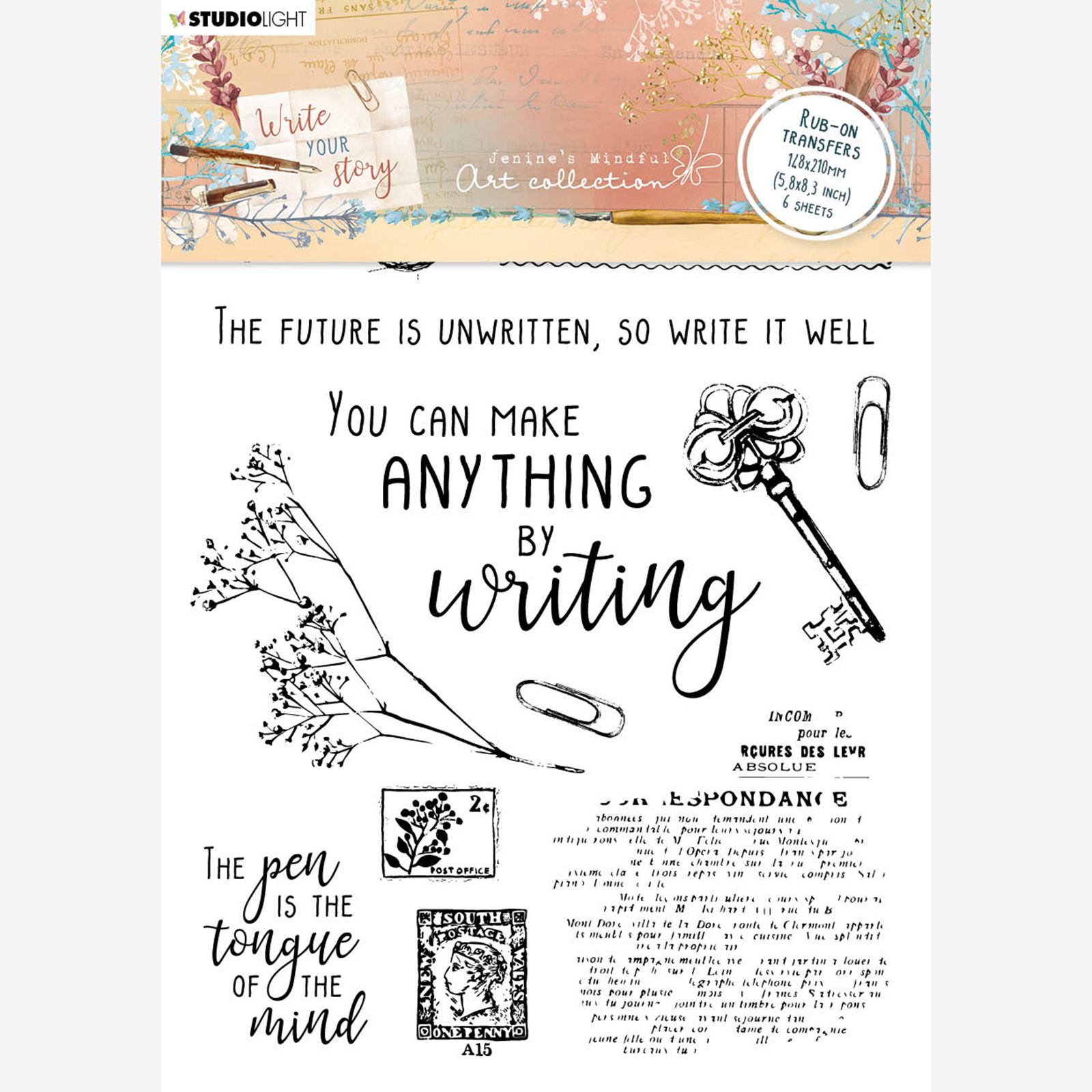 Studio Light • Write Your Story Rub on Sticker Decoration & Quote