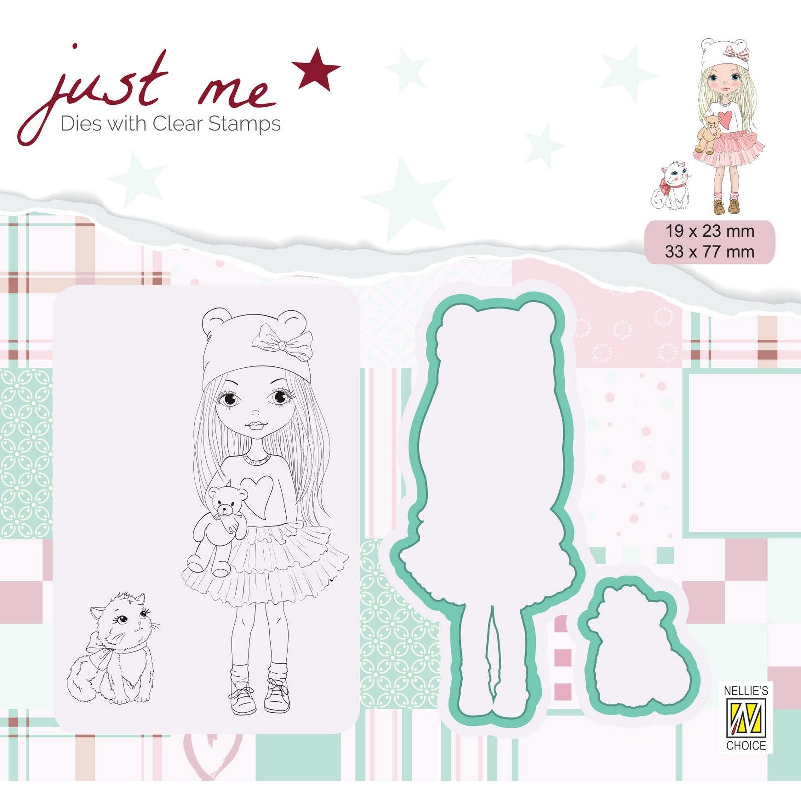 Nellie's Choice • Snellen Crafts Just Me Stamp + Die Set Girl With Cat