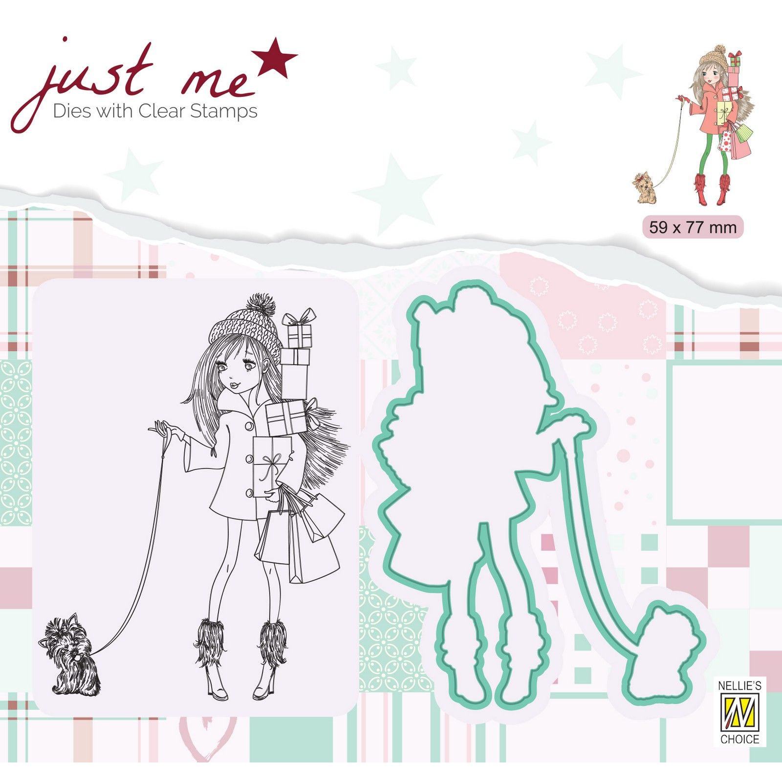 Nellie's Choice • Just Me Cutting Die & Clear Stamp Weihnachtseinkäufe