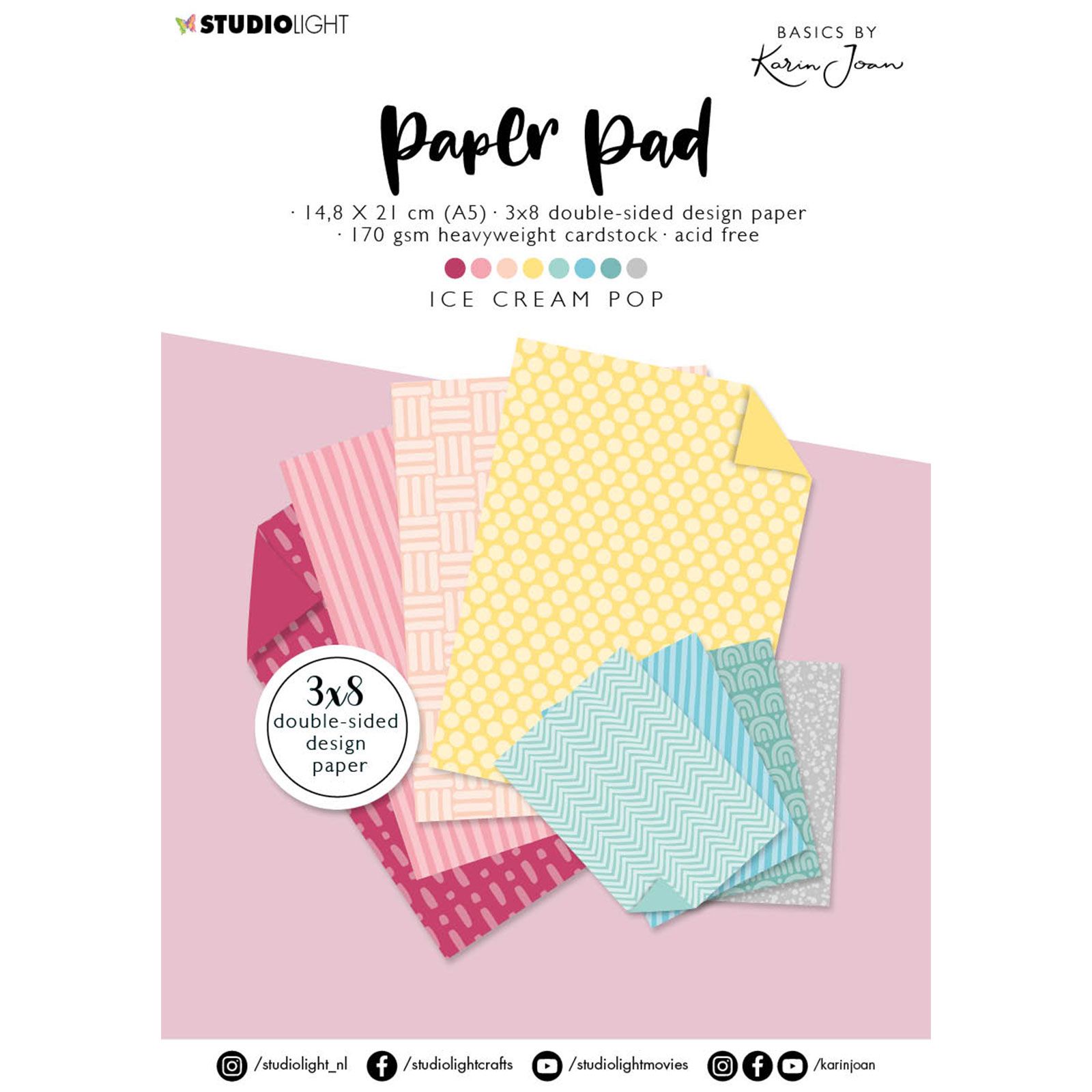 Studio Light • Paper pad basics Ice cream pop nr. 08