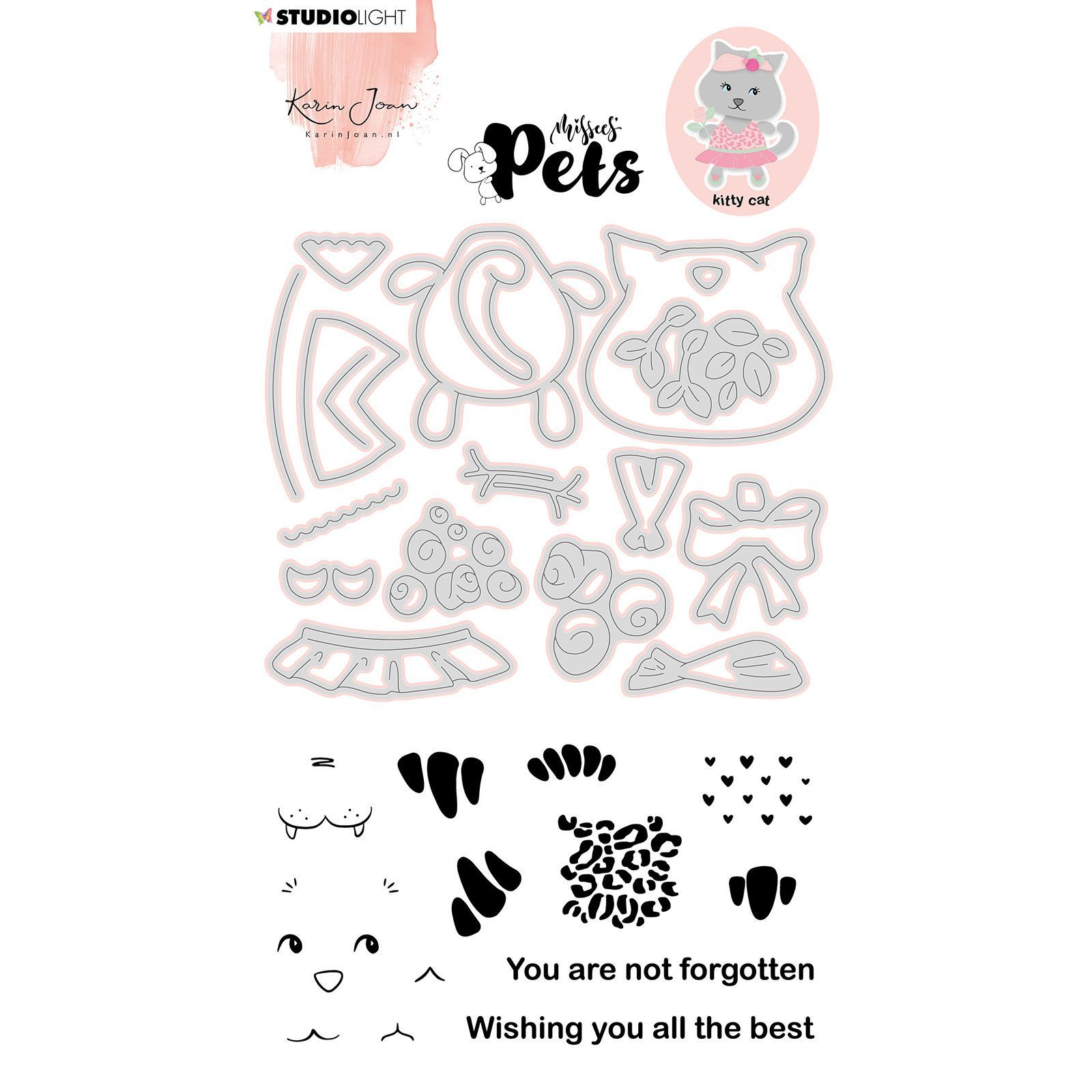 Studio Light • Missees pets stamp & cutting die Kitty cat nr.03