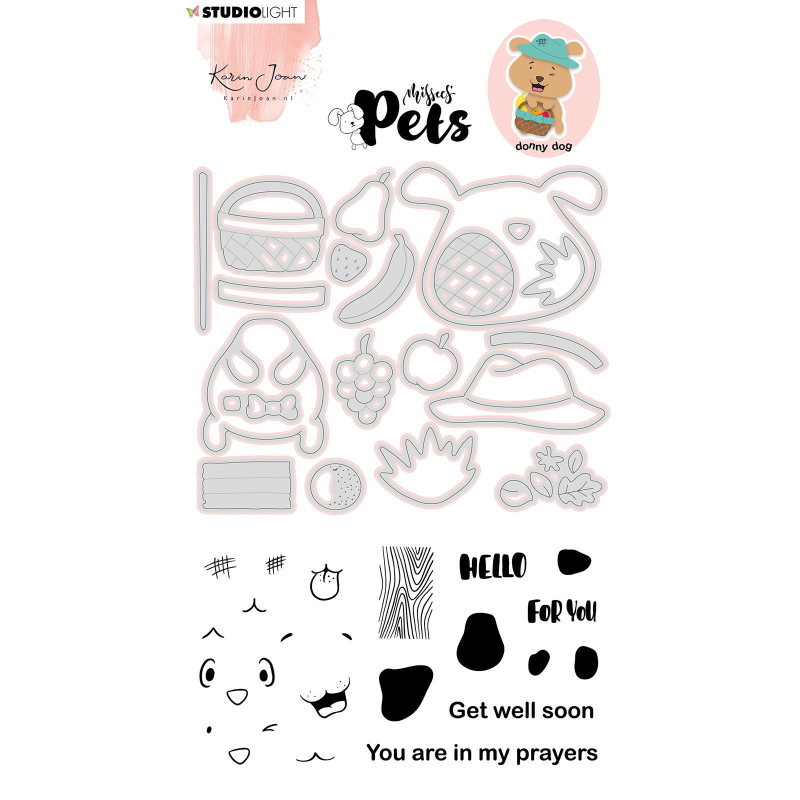 Studio Light • Missees pets stamp & cutting die Donny dog nr.04