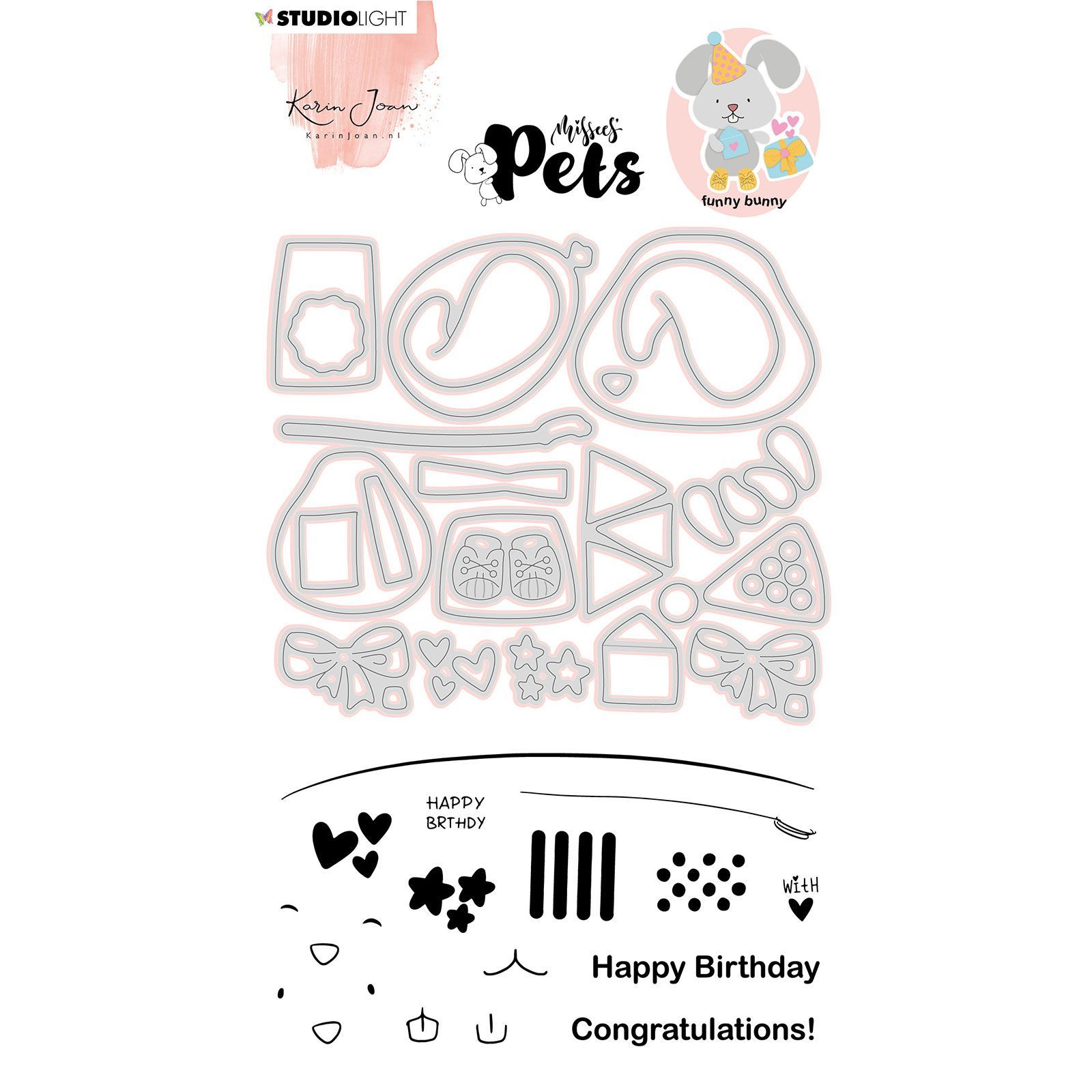 Studio Light • Missees pets stamp & cutting die Funny bunny nr.05