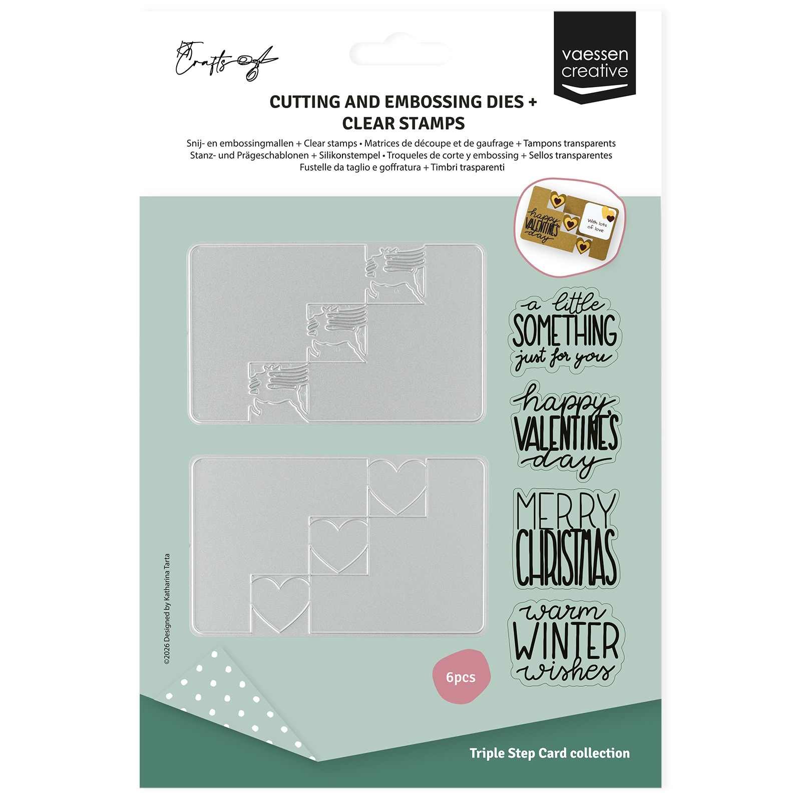 Vaessen Creative • Set di Timbri & Fustelle da Taglio by Katharina Tarta Inverno & San Valentino 6pz