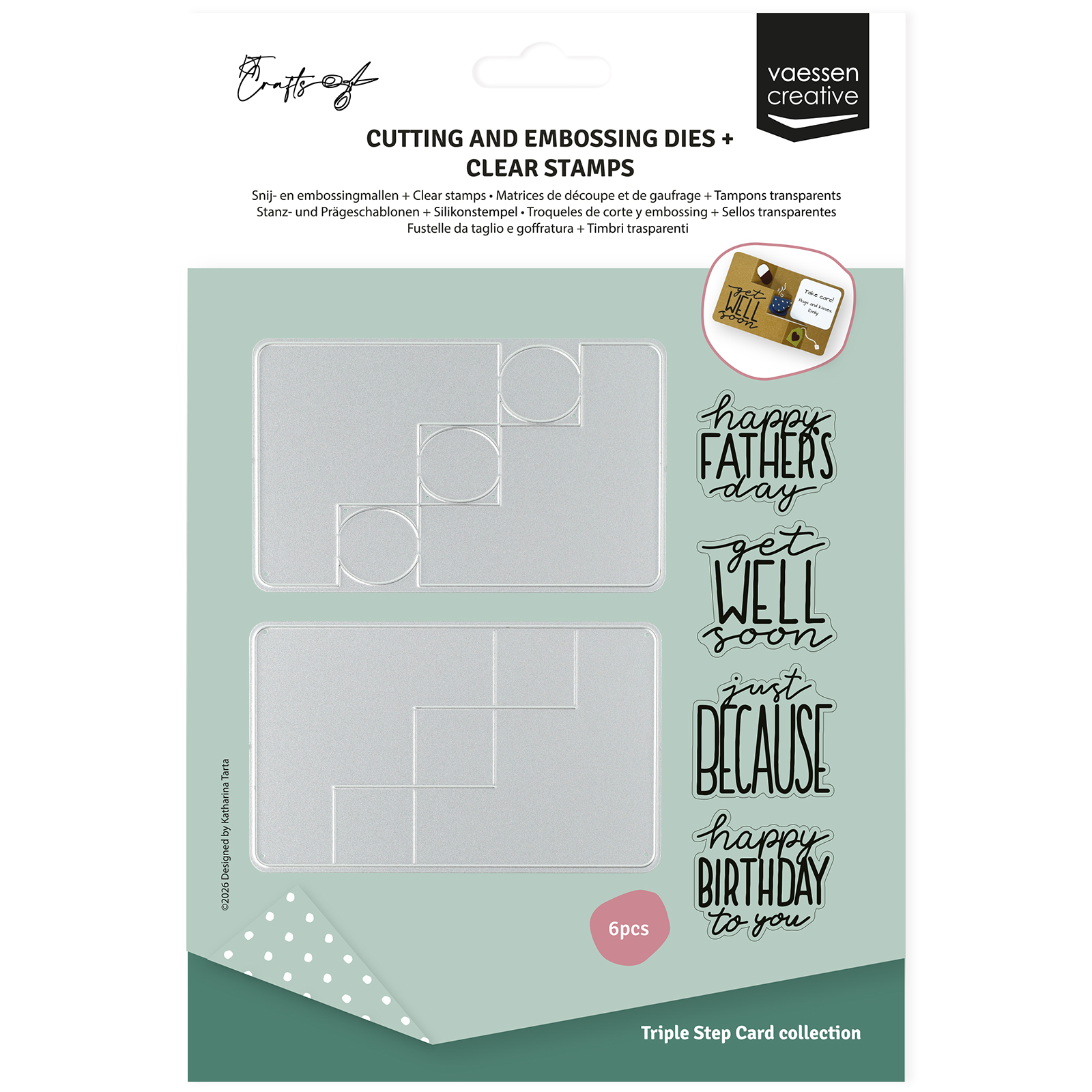 Vaessen Creative • Set di Timbri & Fustelle da Taglio by Katharina Tarta Compleanno & Auguri 6pz