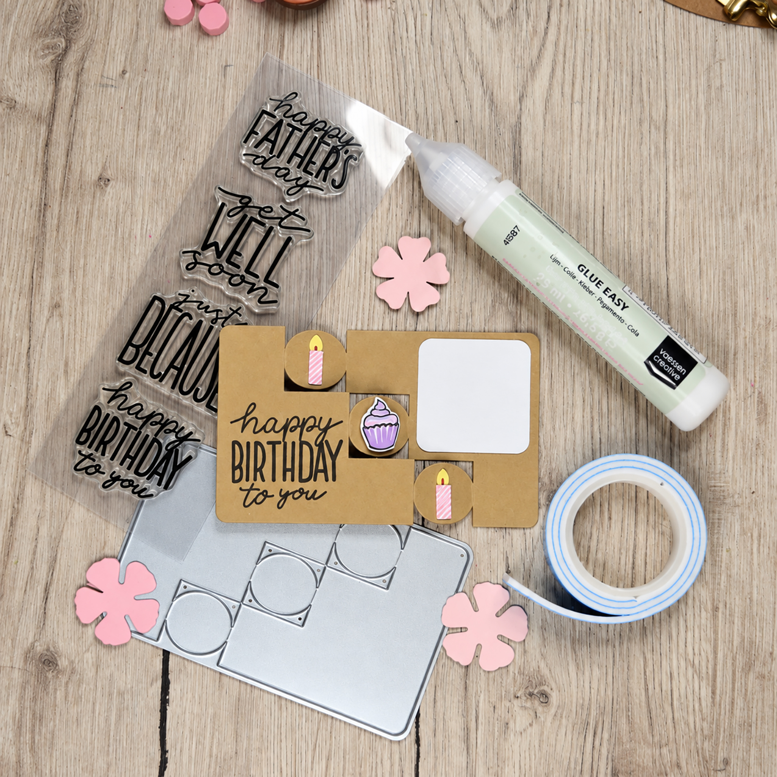 Vaessen Creative • Stempel- & Stanzschablonen-Set by Katharina Tarta Geburtstag & Wünsche 6st.