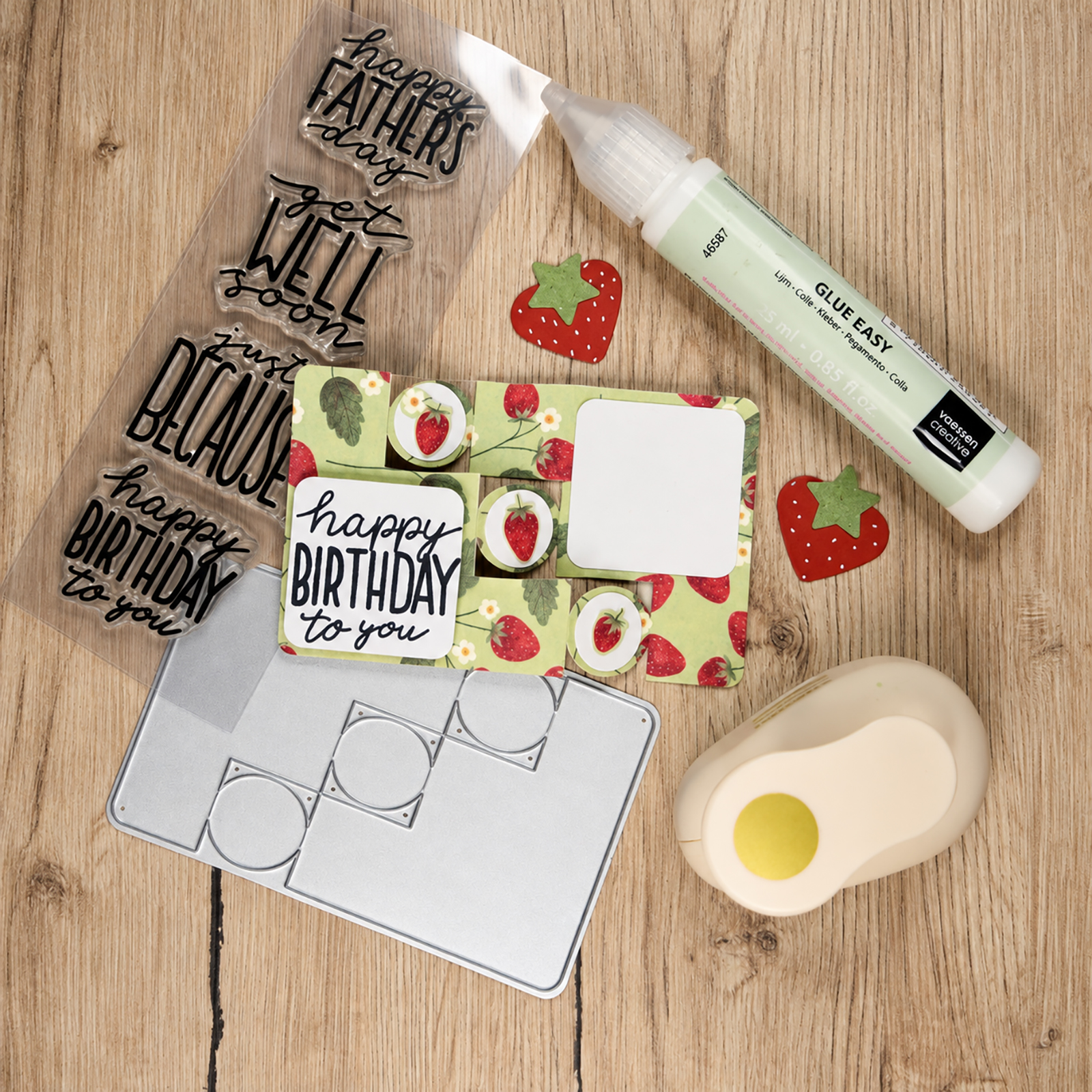 Vaessen Creative • Stempel- & Stanzschablonen-Set by Katharina Tarta Geburtstag & Wünsche 6st.