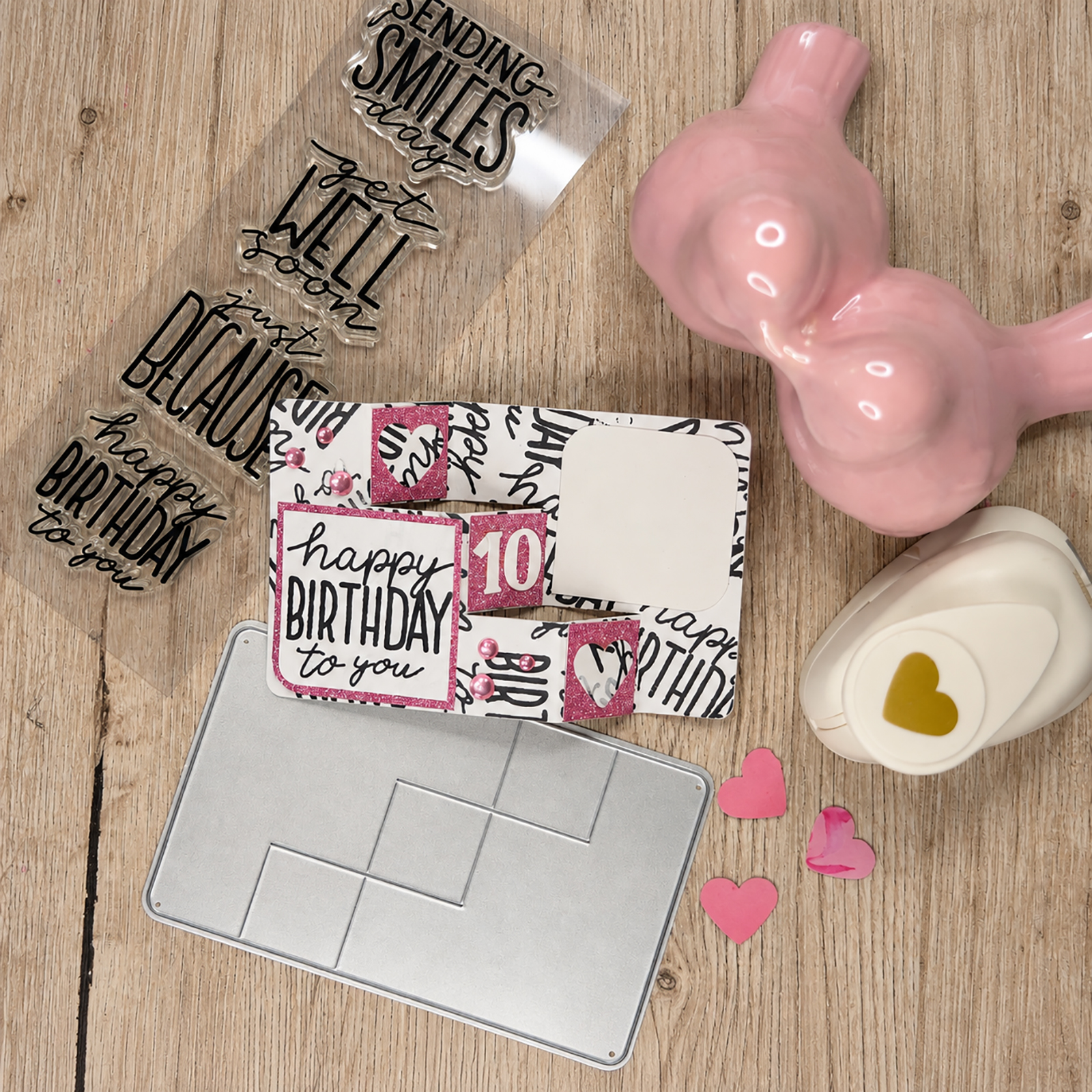 Vaessen Creative • Stempel- & Stanzschablonen-Set by Katharina Tarta Geburtstag & Wünsche 6st.