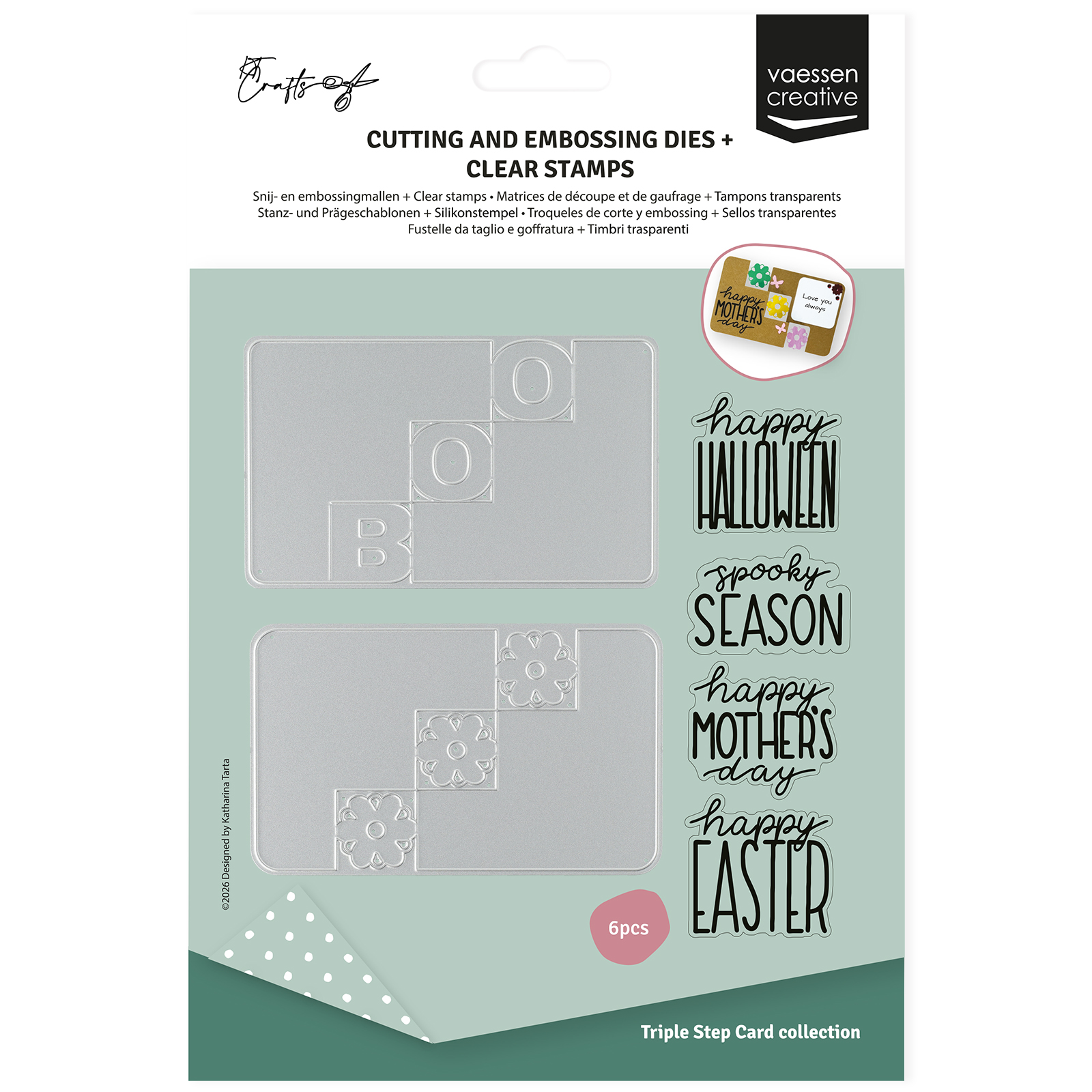 Vaessen Creative • Set di Timbri & Fustelle da Taglio by Katharina Tarta Pasqua & Halloween 6pz